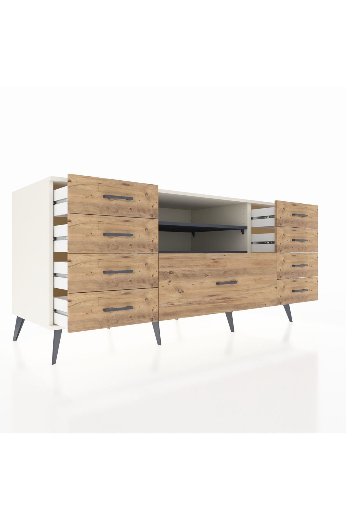 Kronos Konsol 2 Raflı 9 Çekmeceli 176x59x83 - S610M039V09C