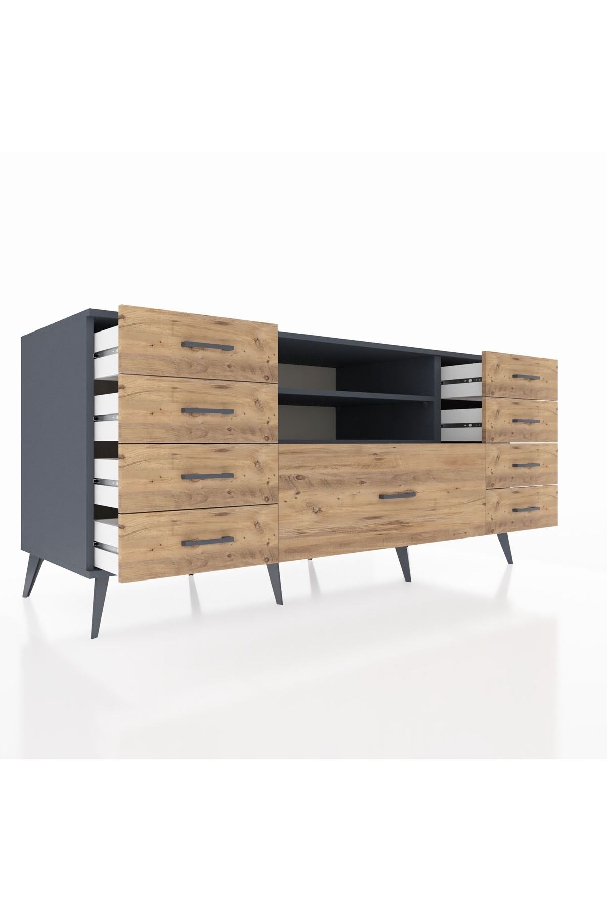 Kronos Konsol 2 Raflı 9 Çekmeceli 176x59x83 - S610M039V18C