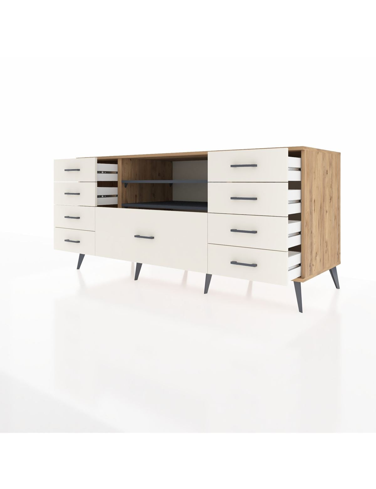 Kronos Konsol 2 Raflı 9 Çekmeceli 176x59x83 - S610M039V25C