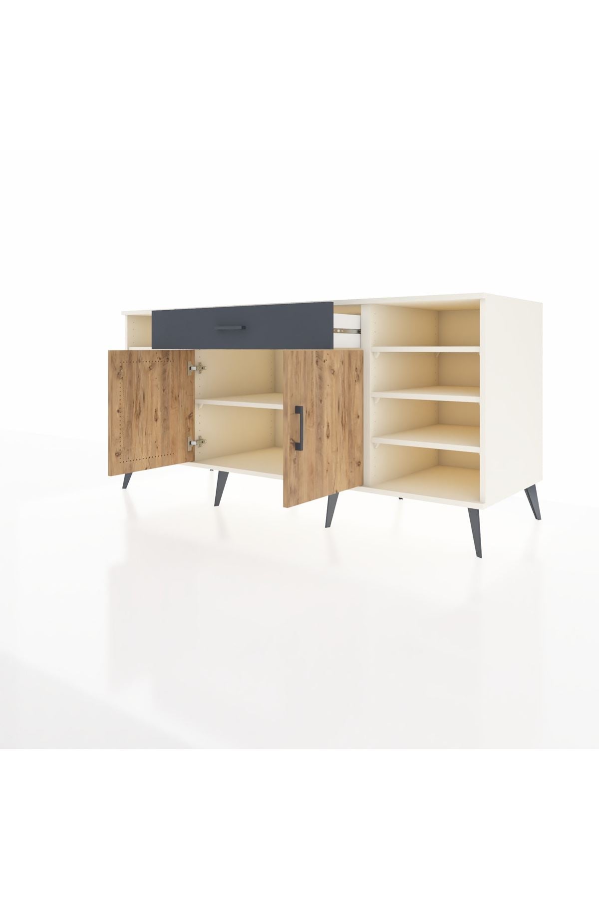 Kronos Konsol 7 Raflı Tek Çekmeceli 2 Kapaklı 176x59x83 - S610M043V02C