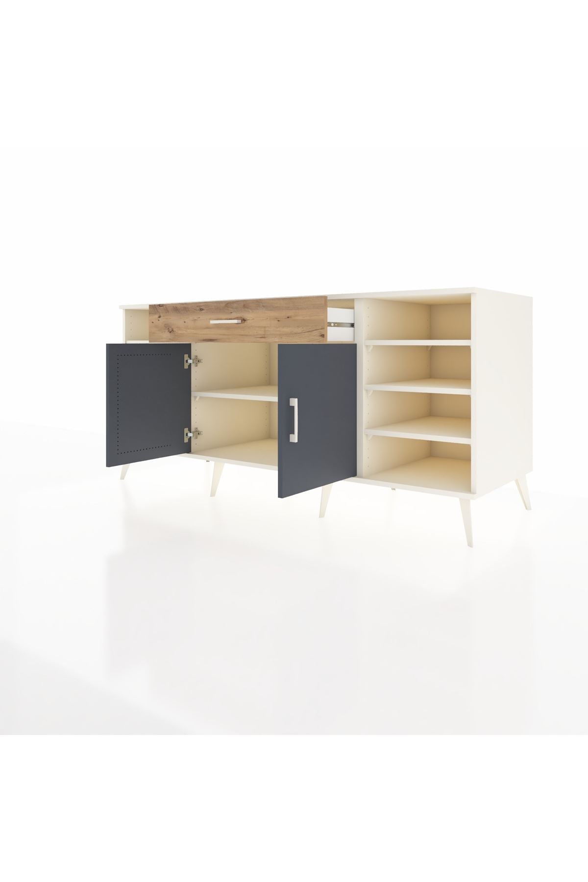 Kronos Konsol 7 Raflı Tek Çekmeceli 2 Kapaklı 176x59x83 - S610M043V09C