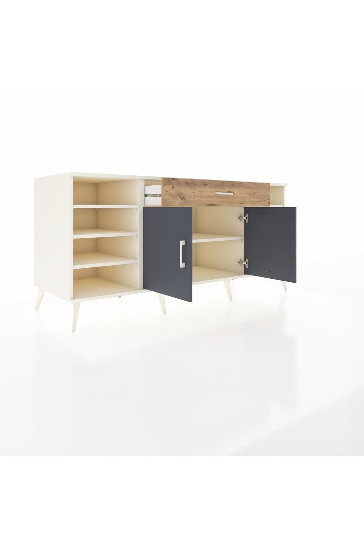 Kronos Konsol 7 Raflı Tek Çekmeceli 2 Kapaklı 176x59x83 - S610M043V09C