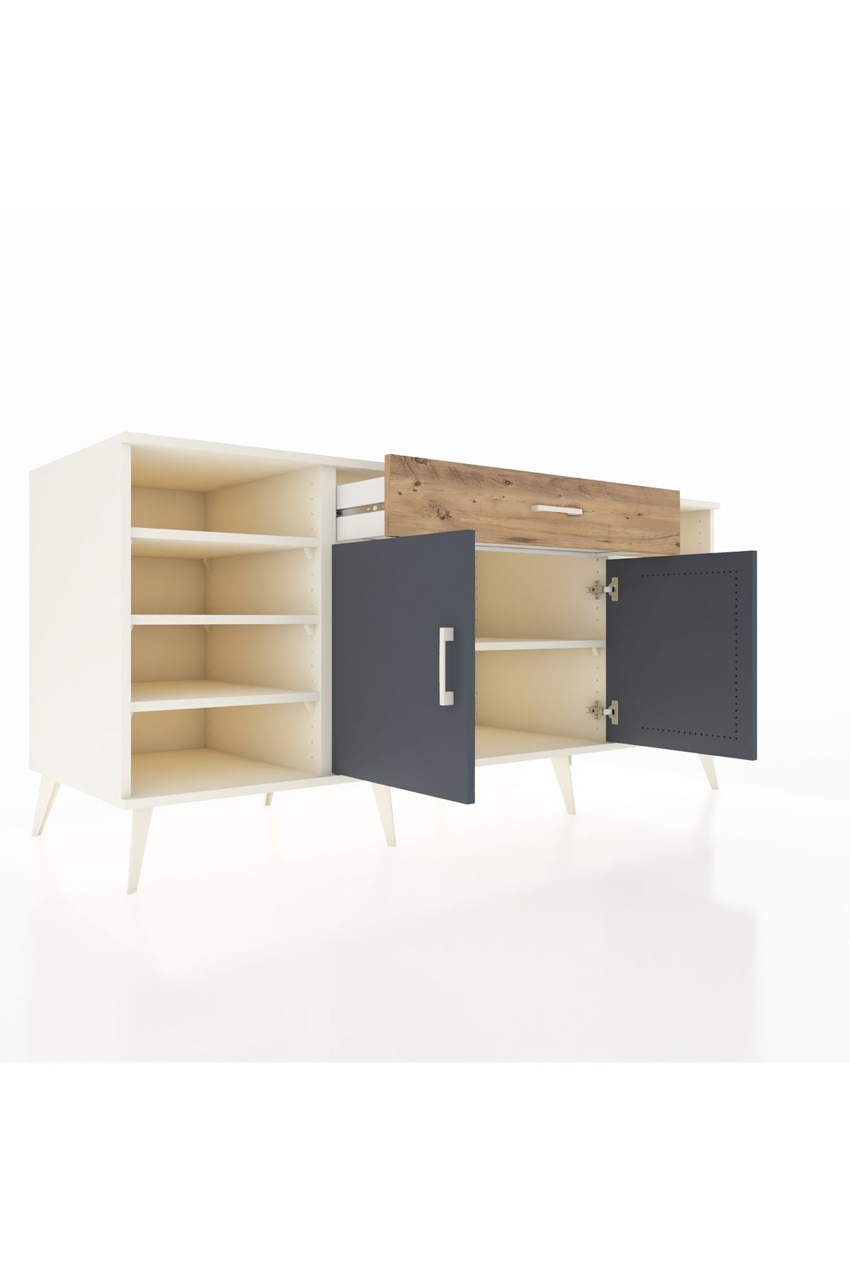 Kronos Konsol 7 Raflı Tek Çekmeceli 2 Kapaklı 176x59x83 - S610M043V09C