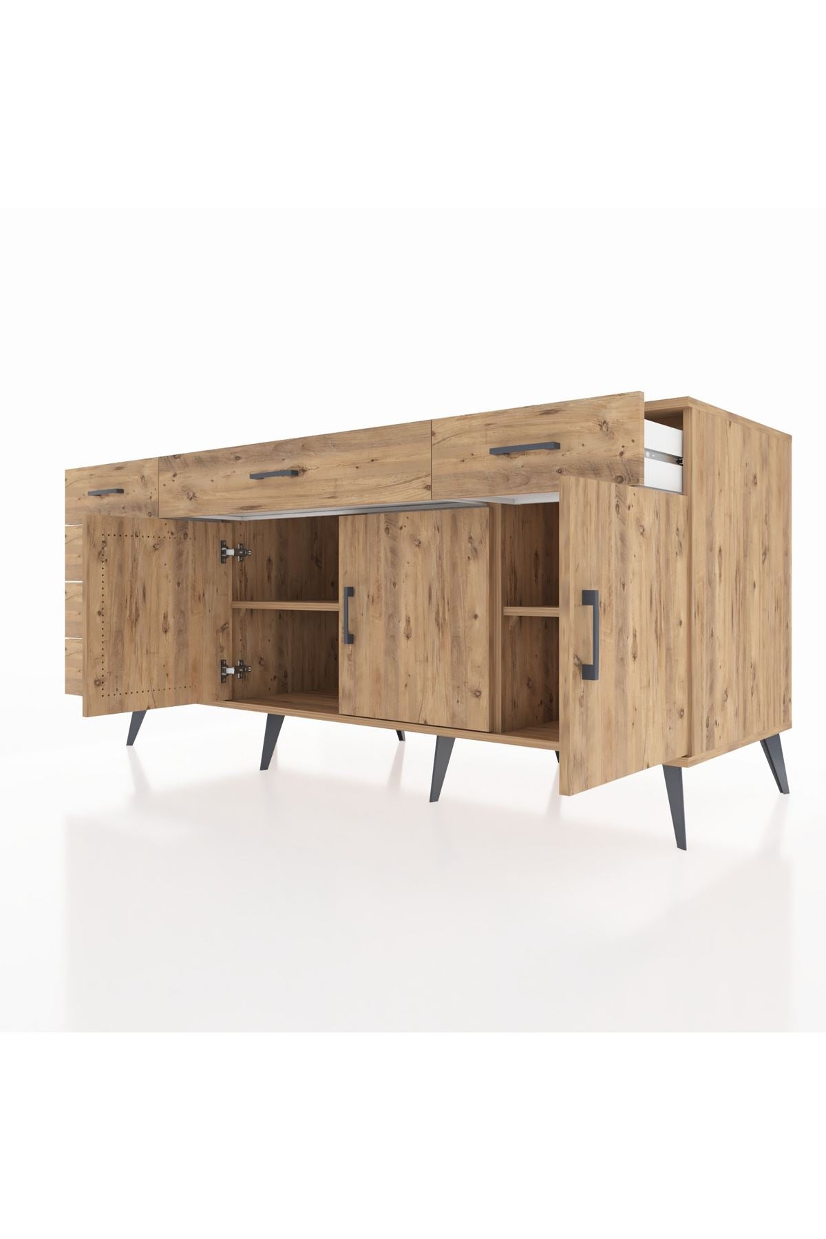 Kronos Konsol 2 Raflı 6 Çekmeceli 3 Kapaklı 176x59x83 - S610M032V21C