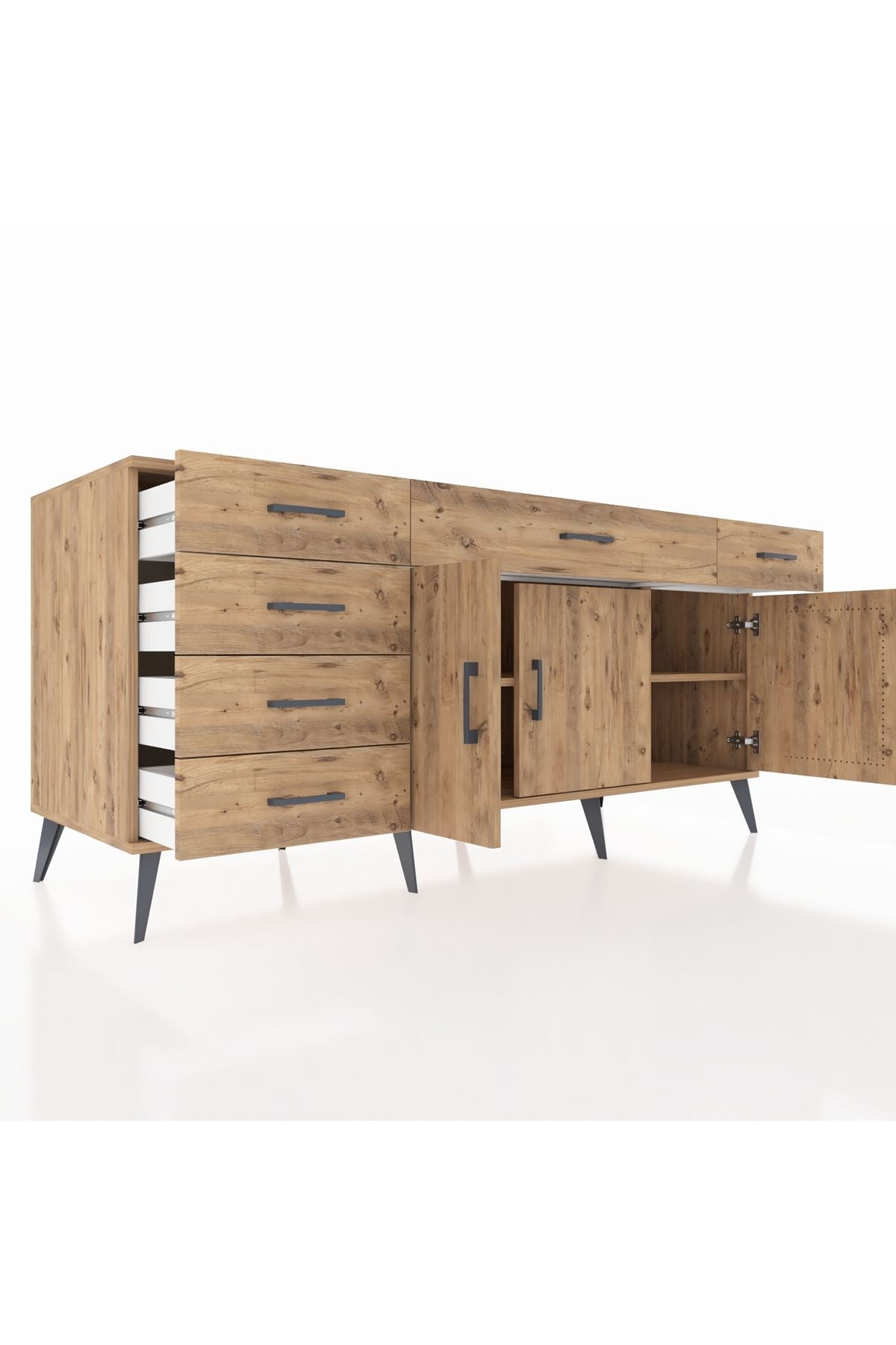 Kronos Konsol 2 Raflı 6 Çekmeceli 3 Kapaklı 176x59x83 - S610M032V21C