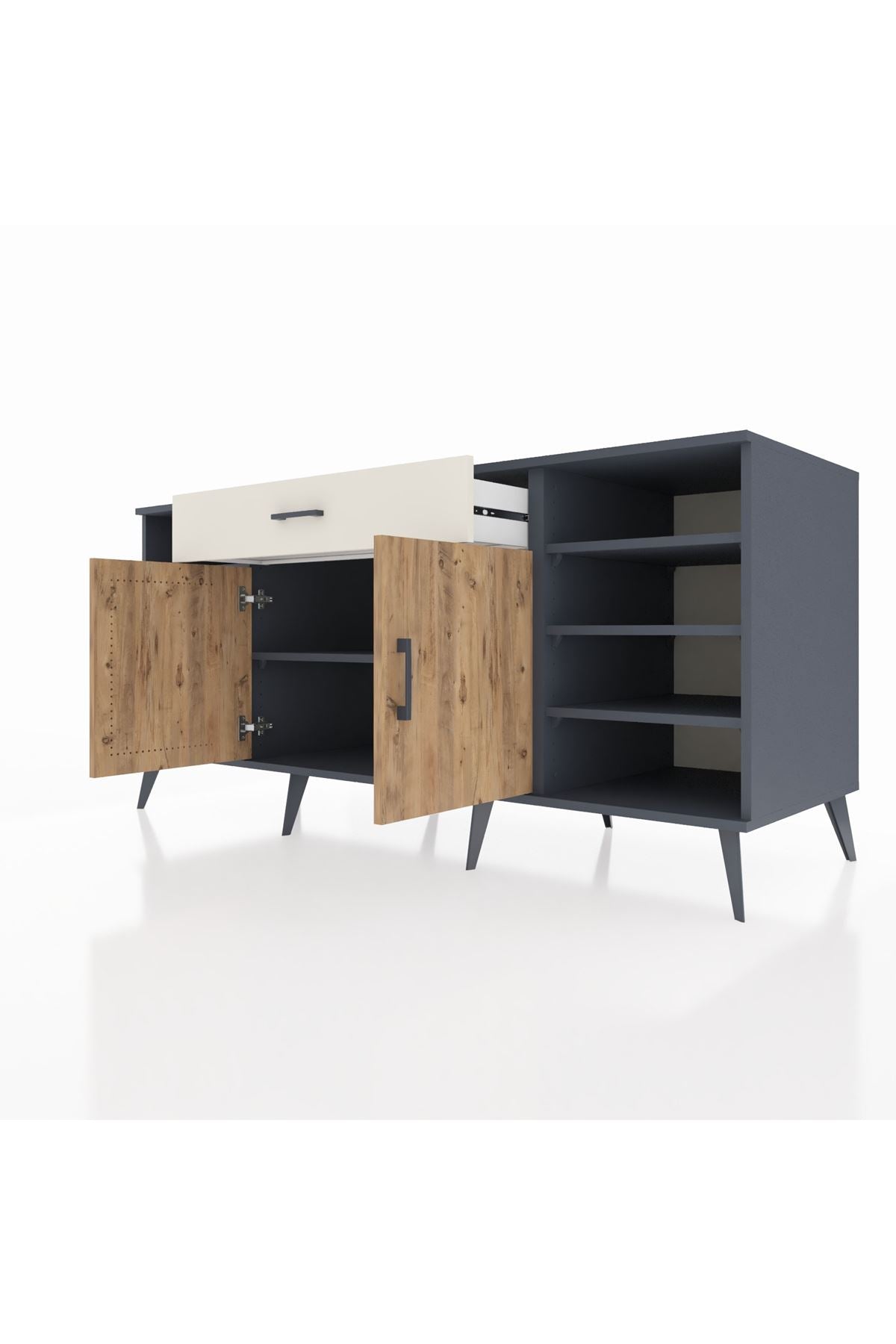 Kronos Konsol 7 Raflı Tek Çekmeceli 2 Kapaklı 176x59x83 - S610M043V10C