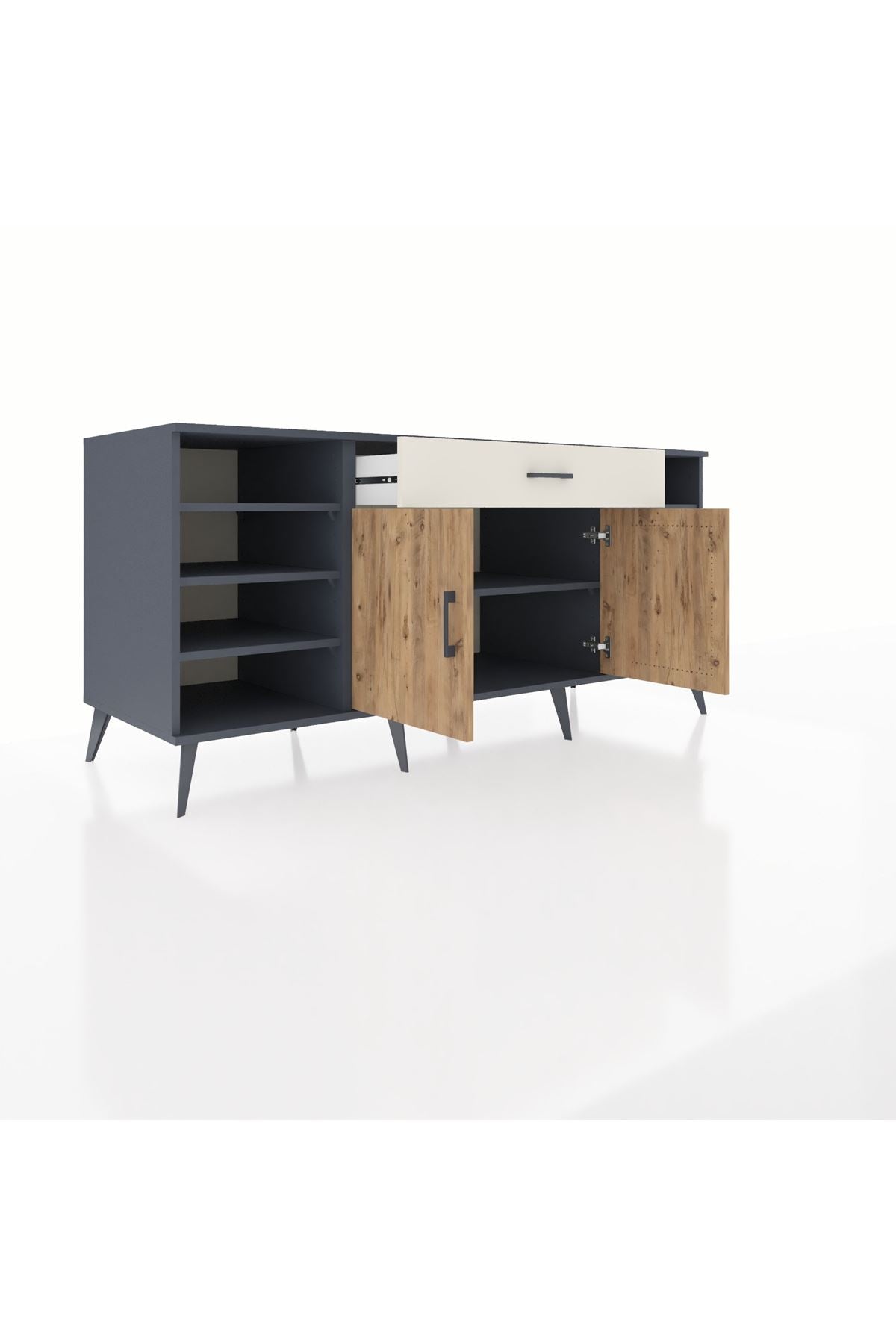 Kronos Konsol 7 Raflı Tek Çekmeceli 2 Kapaklı 176x59x83 - S610M043V10C