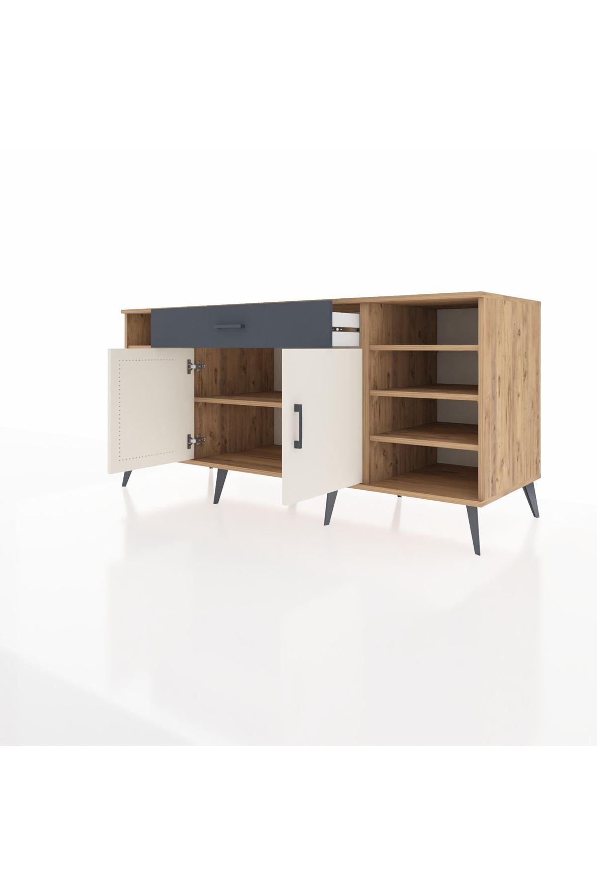 Kronos Konsol 7 Raflı Tek Çekmeceli 2 Kapaklı 176x59x83 - S610M043V23C
