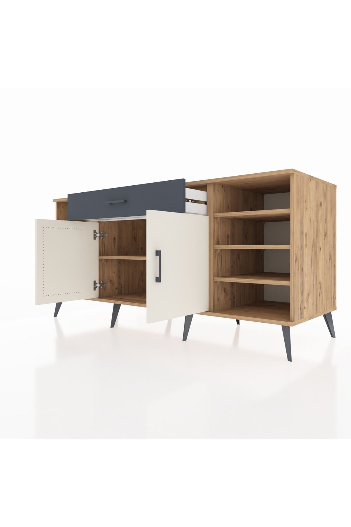 Kronos Konsol 7 Raflı Tek Çekmeceli 2 Kapaklı 176x59x83 - S610M043V23C
