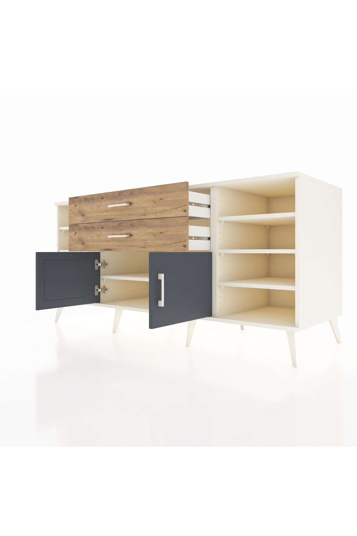 Kronos Konsol 7 Raflı 2 Çekmeceli 2 Kapaklı 176x59x83 - S610M044V09C