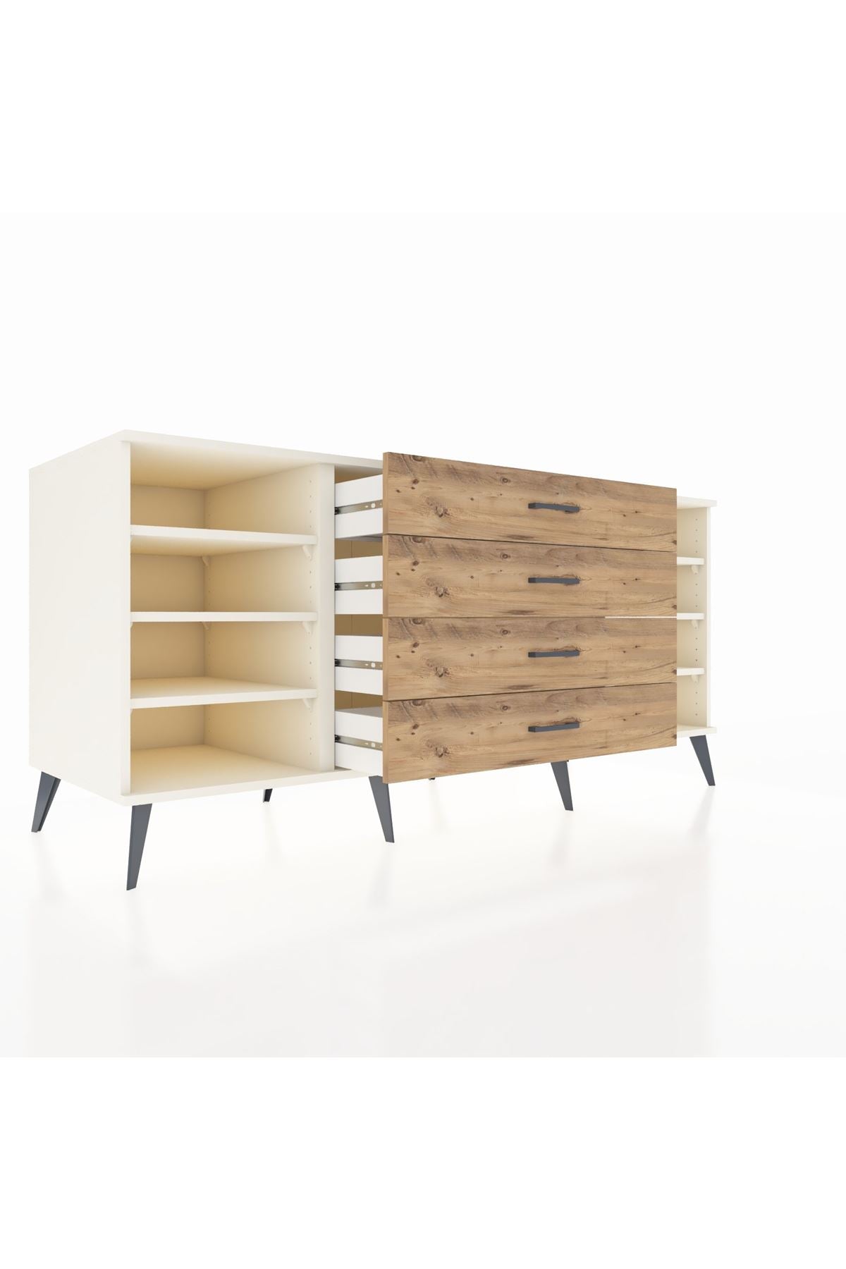 Kronos Konsol 6 Raflı 4 Çekmeceli 176x59x83 - S610M045V06C