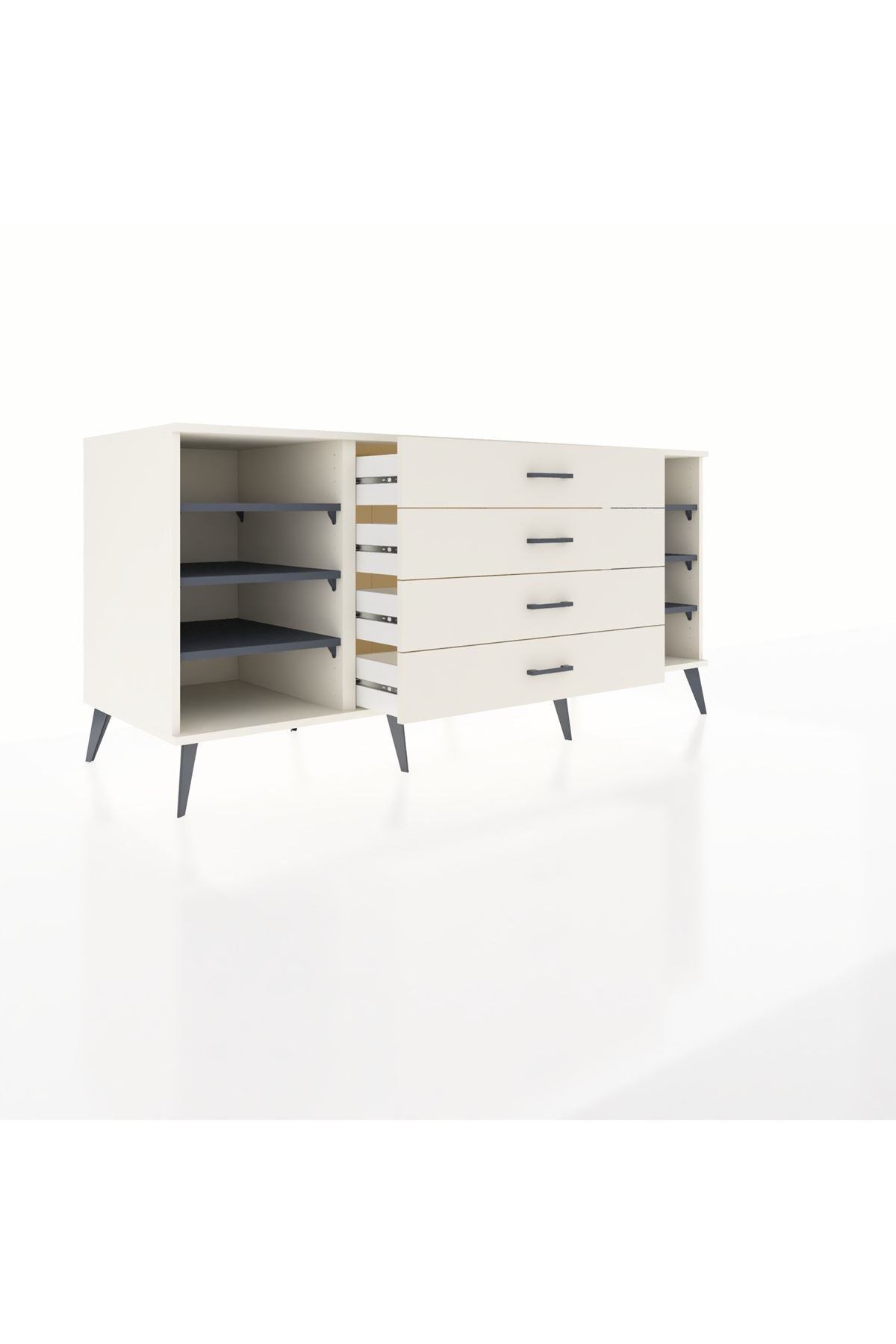 Kronos Konsol 6 Raflı 4 Çekmeceli 176x59x83 - S610M045V07C