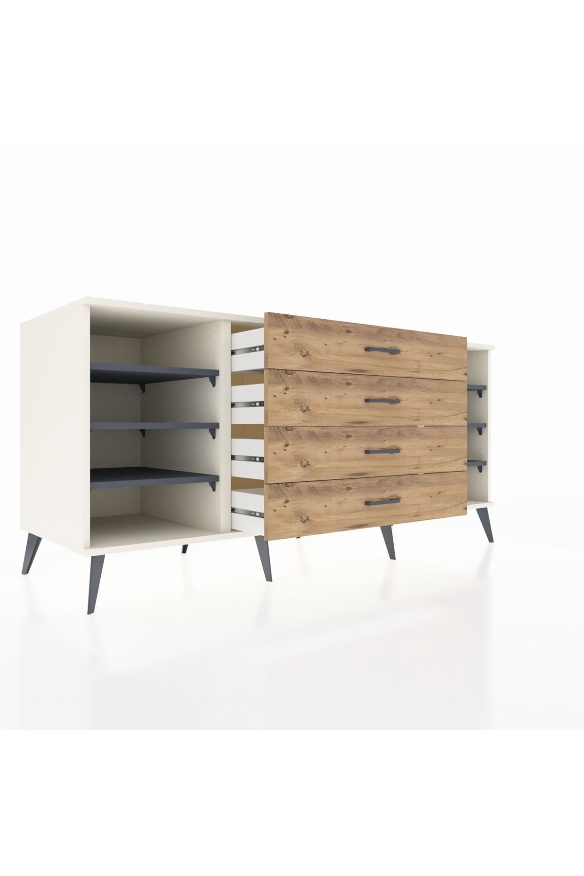 Kronos Konsol 6 Raflı 4 Çekmeceli 176x59x83 - S610M045V09C