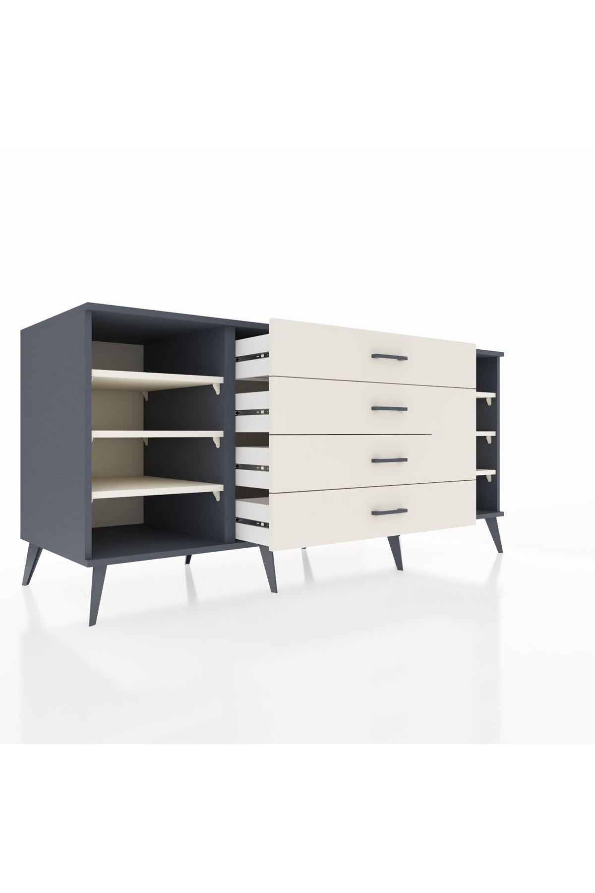 Kronos Konsol 6 Raflı 4 Çekmeceli 176x59x83 - S610M045V13C