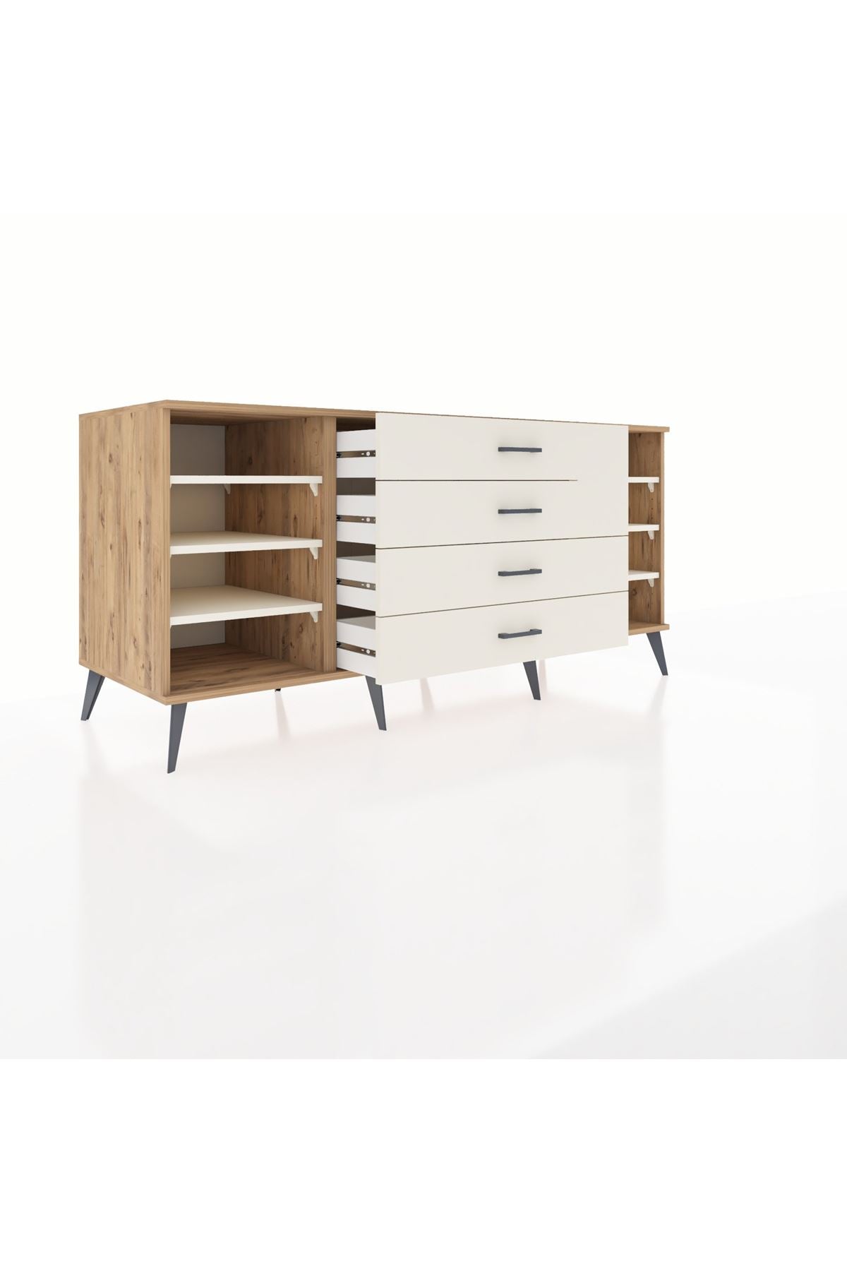Kronos Konsol 6 Raflı 4 Çekmeceli 176x59x83 - S610M045V22C