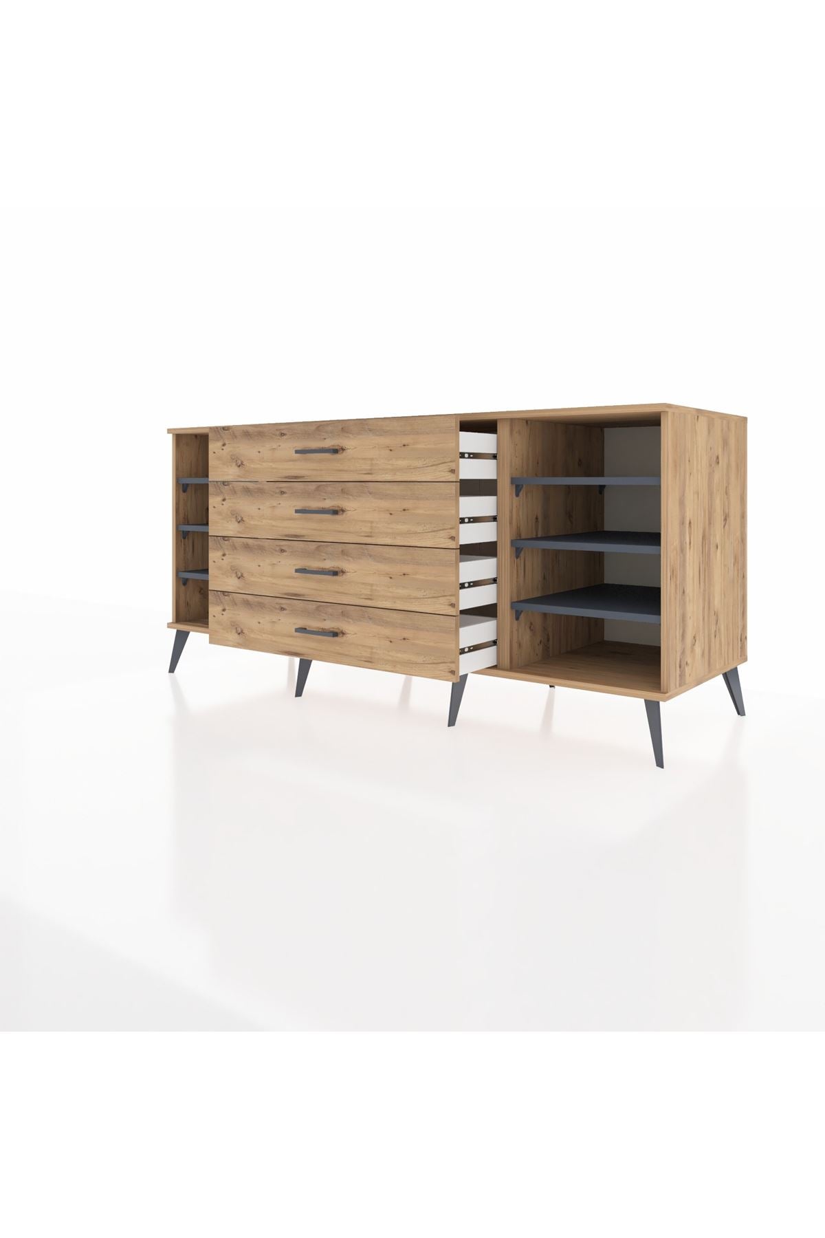 Kronos Konsol 6 Raflı 4 Çekmeceli 176x59x83 - S610M045V27C