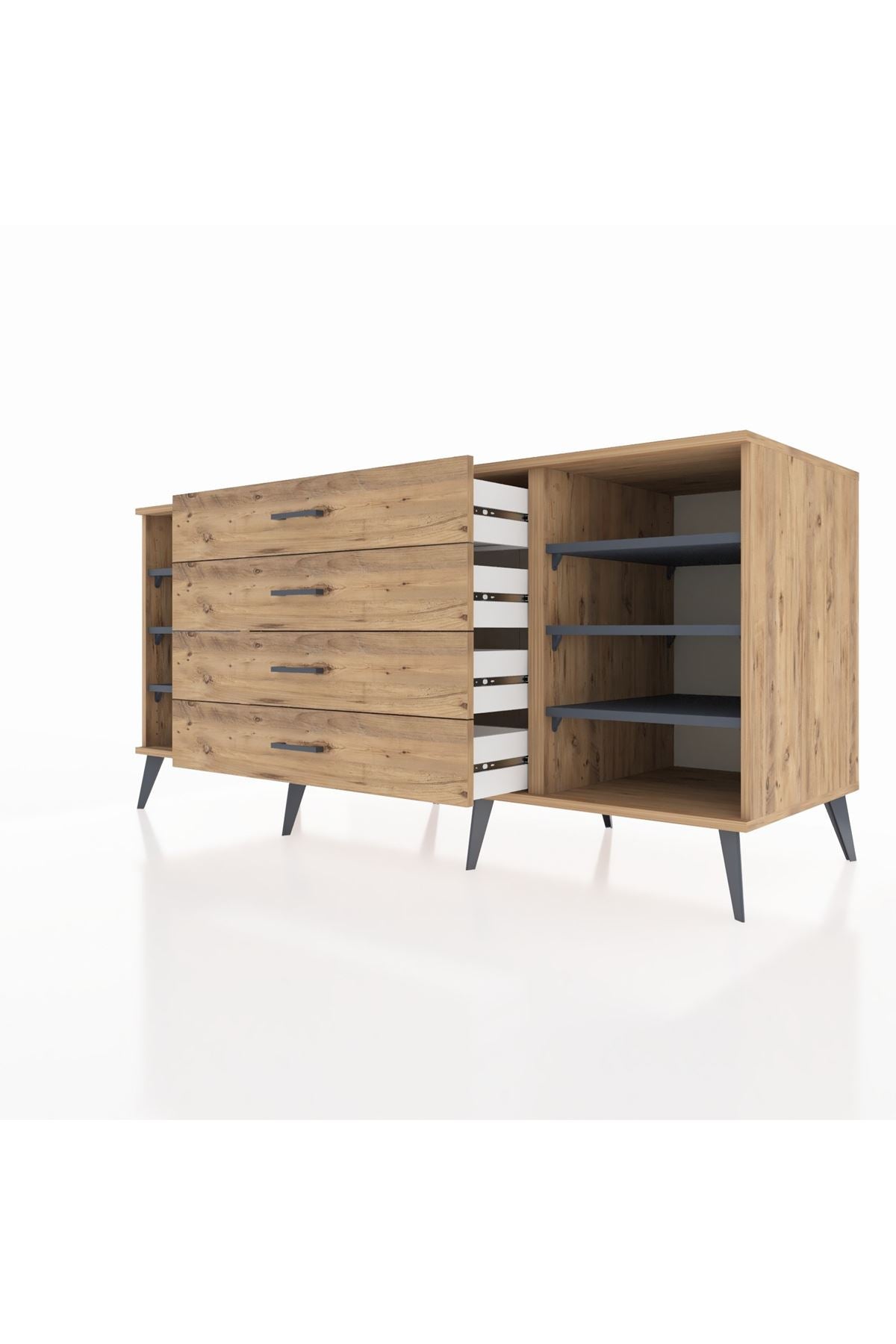 Kronos Konsol 6 Raflı 4 Çekmeceli 176x59x83 - S610M045V27C