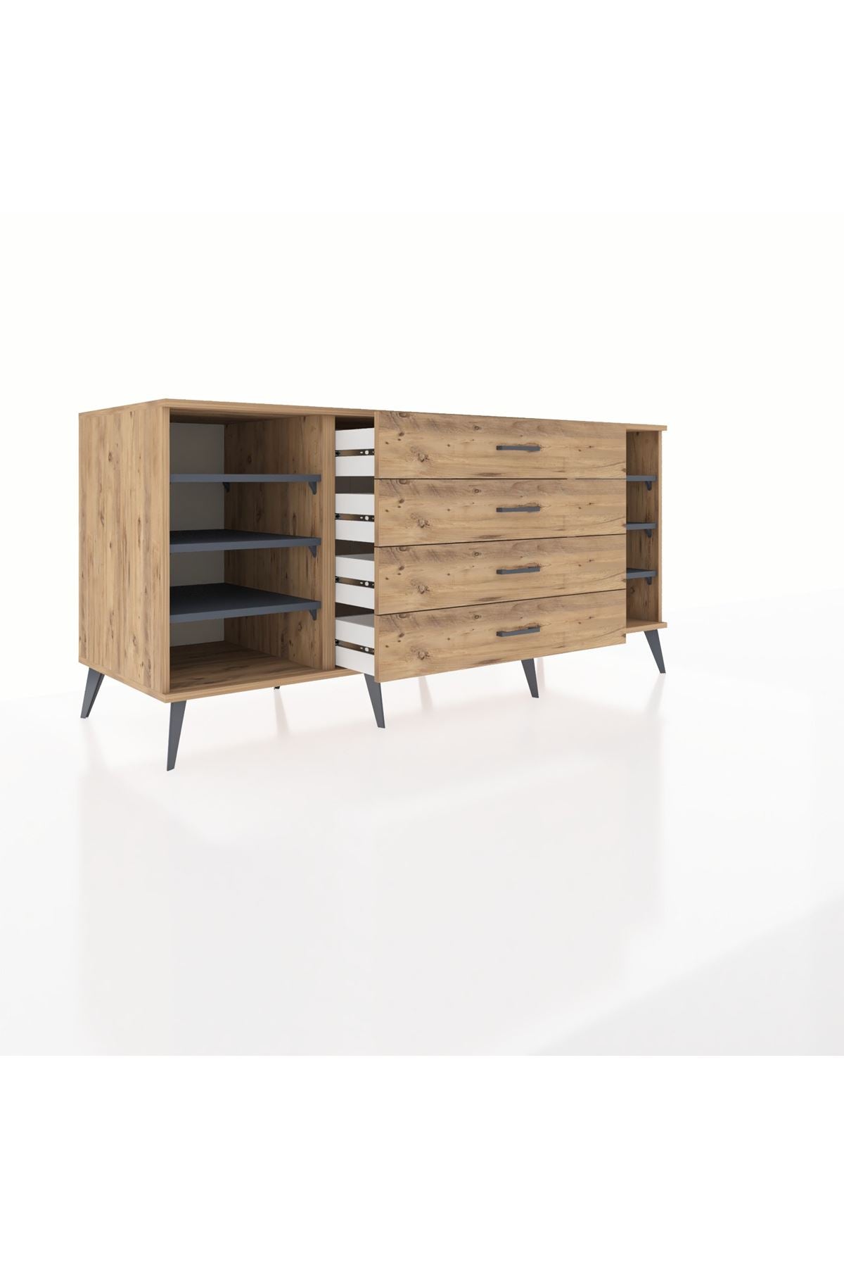 Kronos Konsol 6 Raflı 4 Çekmeceli 176x59x83 - S610M045V27C