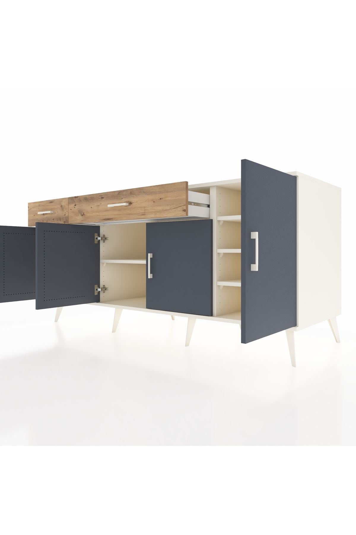 Kronos Konsol 5 Raflı 2 Çekmeceli 4 Kapaklı 176x59x83 - S610M046V09C