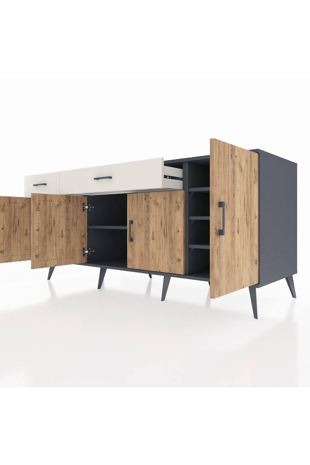 Kronos Konsol 5 Raflı 2 Çekmeceli 4 Kapaklı 176x59x83 - S610M046V10C
