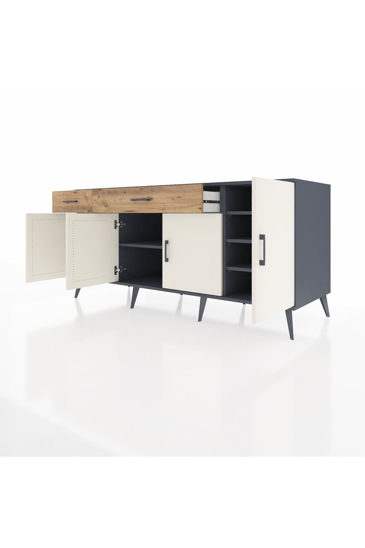 Kronos Konsol 5 Raflı 2 Çekmeceli 4 Kapaklı 176x59x83 - S610M046V15C