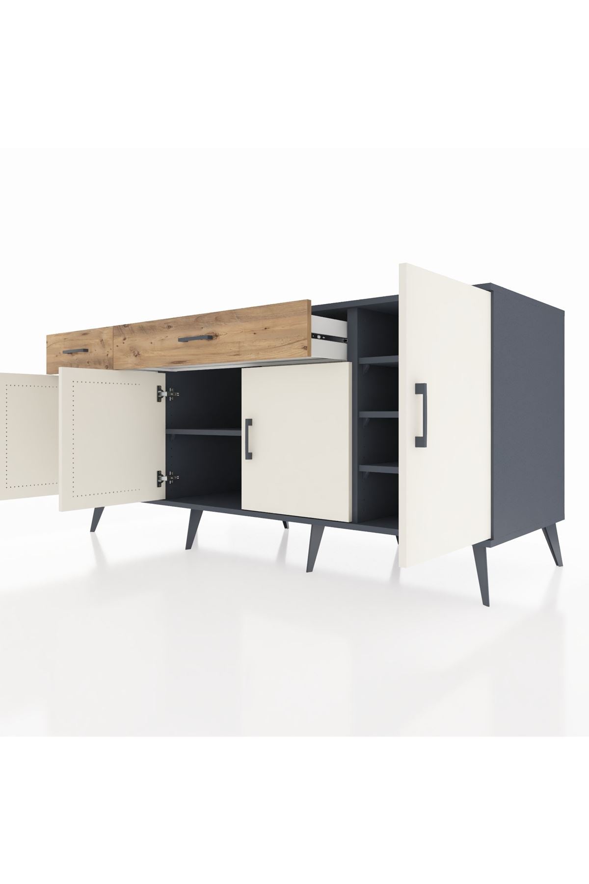 Kronos Konsol 5 Raflı 2 Çekmeceli 4 Kapaklı 176x59x83 - S610M046V15C