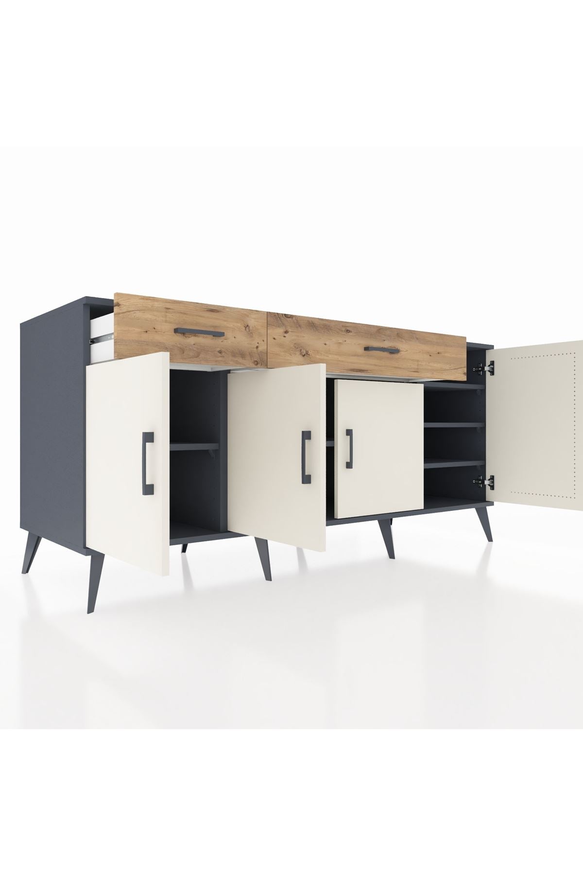 Kronos Konsol 5 Raflı 2 Çekmeceli 4 Kapaklı 176x59x83 - S610M046V15C