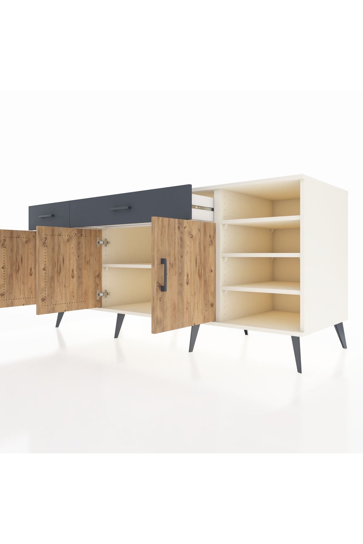 Kronos Konsol 5 Raflı 2 Çekmeceli 3 Kapaklı 176x59x83 - S610M047V02C