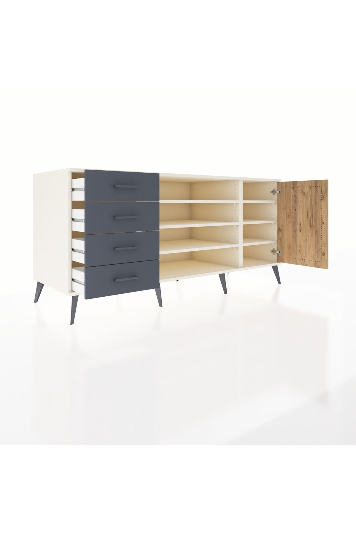Kronos Konsol 6 Raflı 4 Çekmeceli Tek Kapaklı 176x59x83 - S610M048V02C