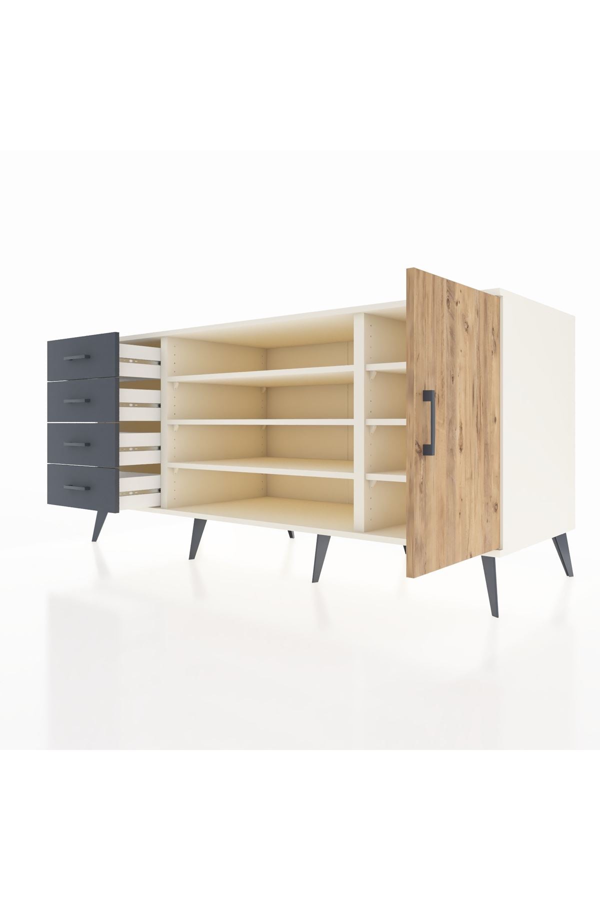 Kronos Konsol 6 Raflı 4 Çekmeceli Tek Kapaklı 176x59x83 - S610M048V02C
