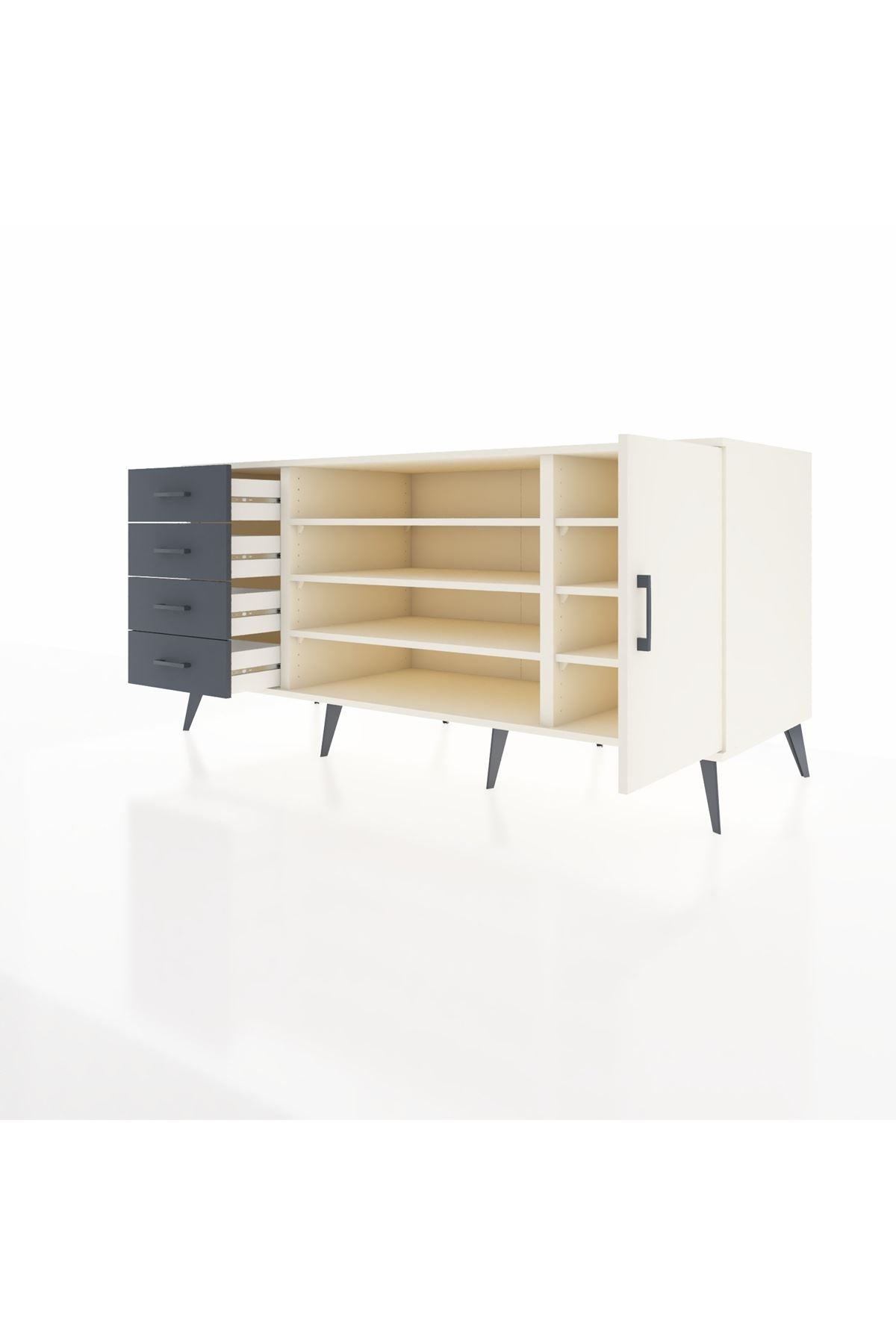 Kronos Konsol 6 Raflı 4 Çekmeceli Tek Kapaklı 176x59x83 - S610M048V05C