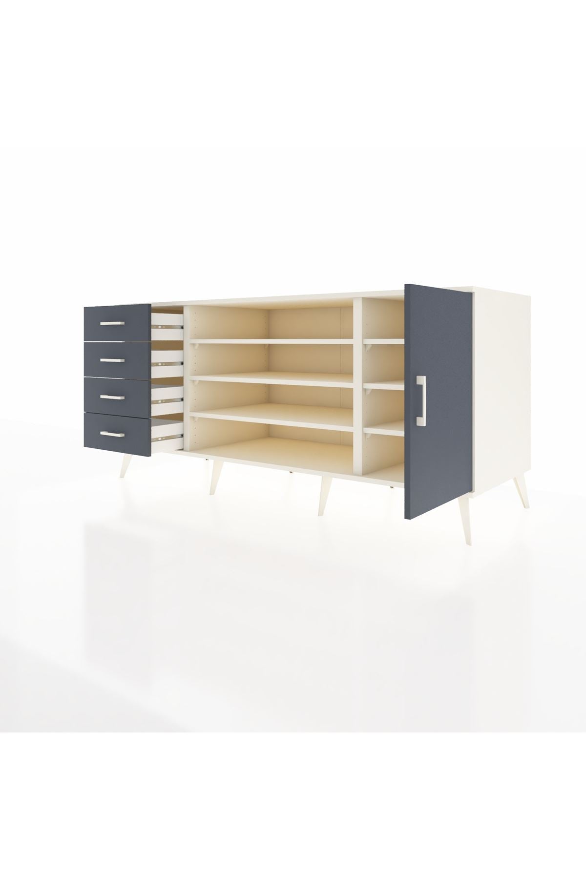 Kronos Konsol 6 Raflı 4 Çekmeceli Tek Kapaklı 176x59x83 - S610M048V08C