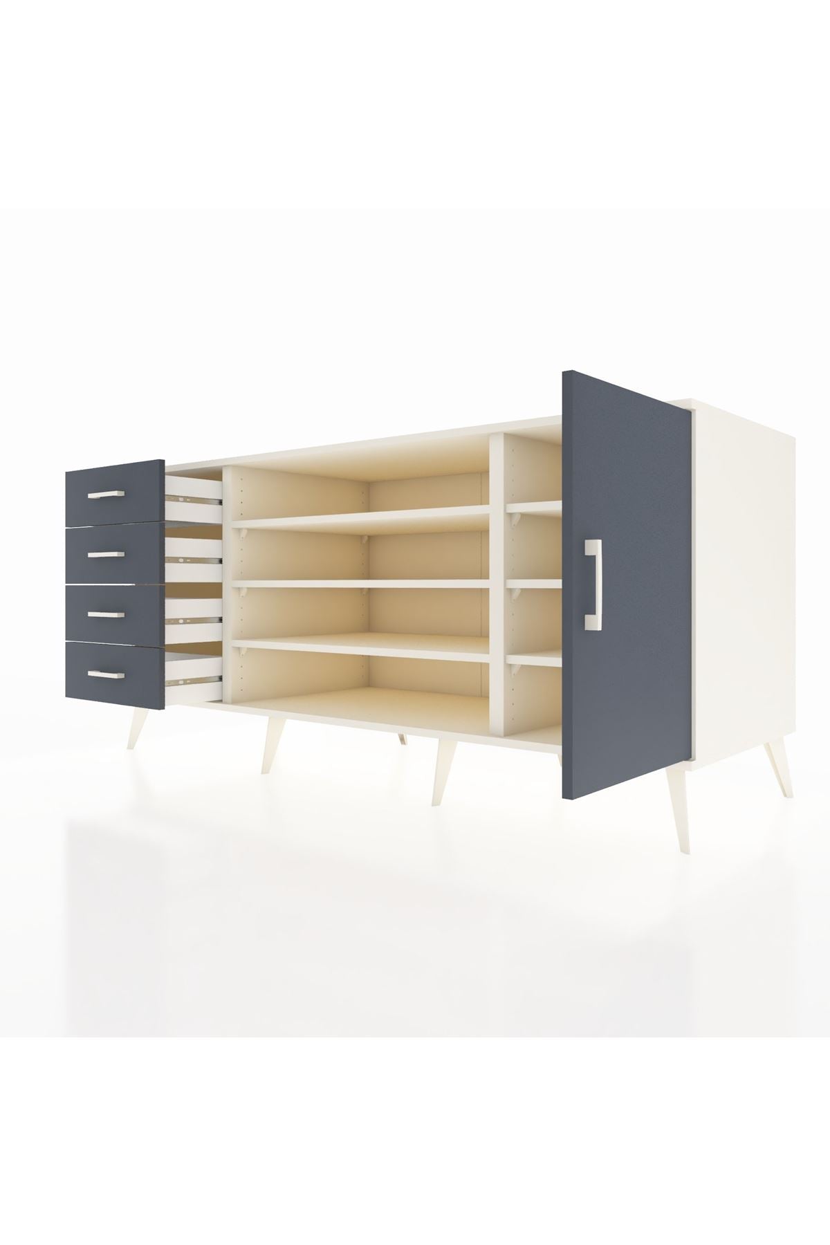 Kronos Konsol 6 Raflı 4 Çekmeceli Tek Kapaklı 176x59x83 - S610M048V08C