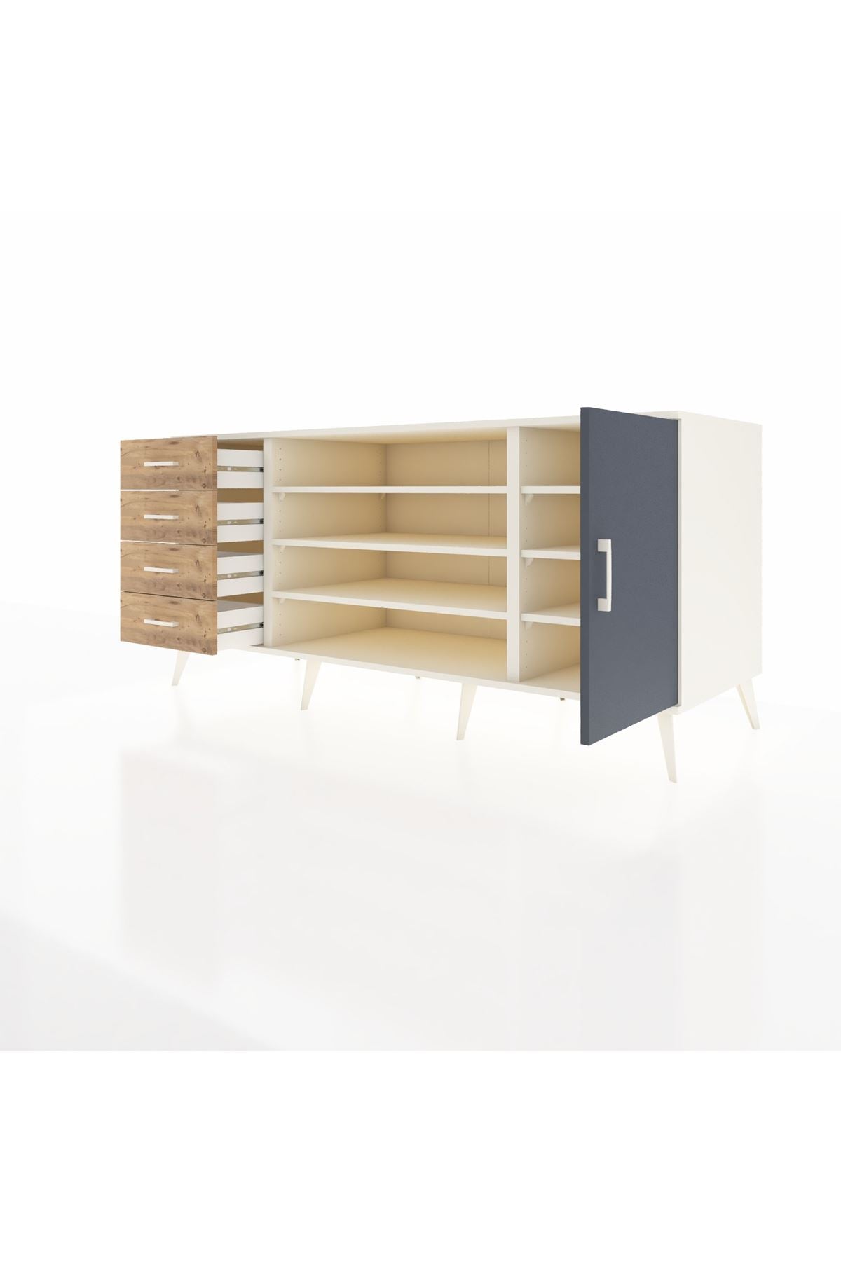 Kronos Konsol 6 Raflı 4 Çekmeceli Tek Kapaklı 176x59x83 - S610M048V09C