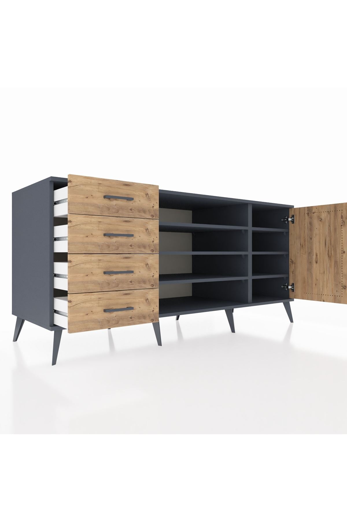 Kronos Konsol 6 Raflı 4 Çekmeceli Tek Kapaklı 176x59x83 - S610M048V12C