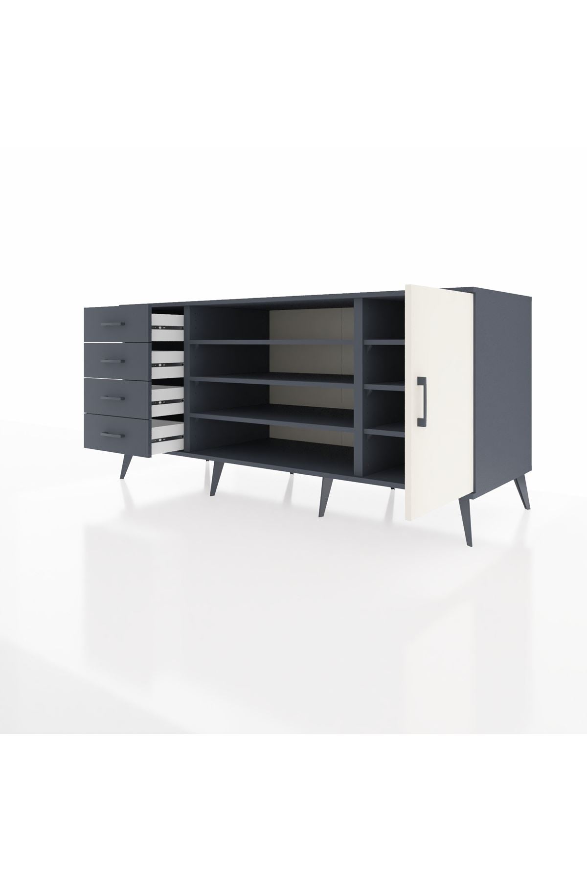 Kronos Konsol 6 Raflı 4 Çekmeceli Tek Kapaklı 176x59x83 - S610M048V14C