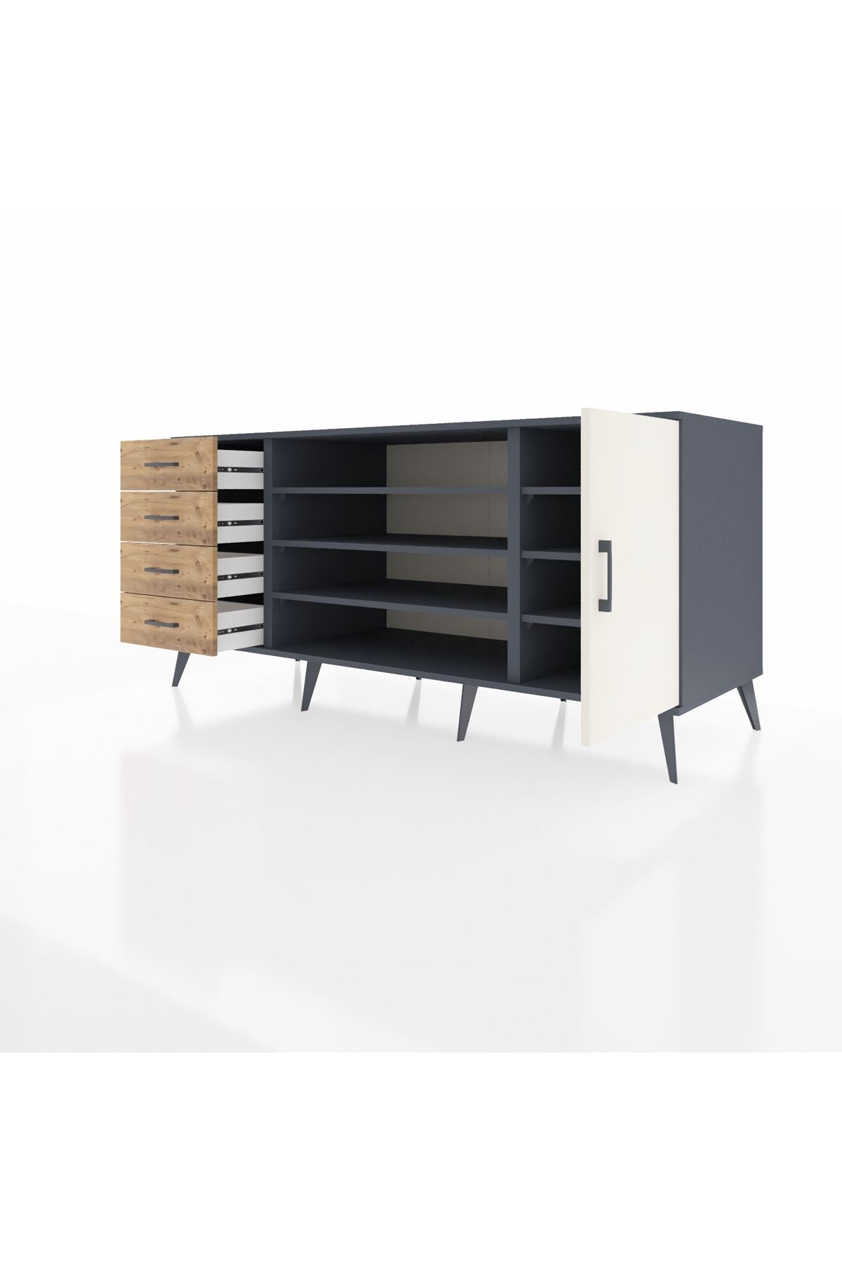 Kronos Konsol 6 Raflı 4 Çekmeceli Tek Kapaklı 176x59x83 - S610M048V15C