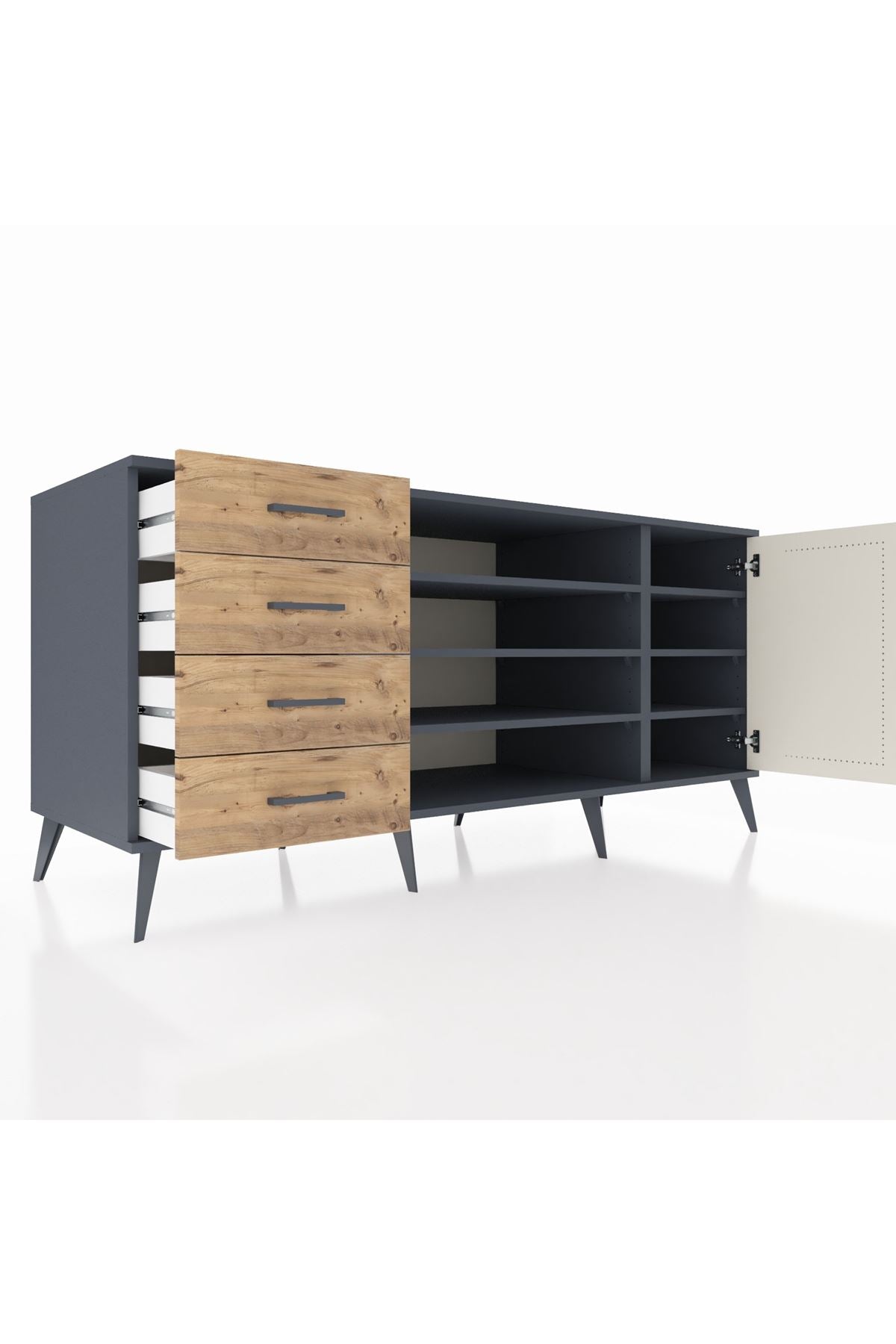 Kronos Konsol 6 Raflı 4 Çekmeceli Tek Kapaklı 176x59x83 - S610M048V15C
