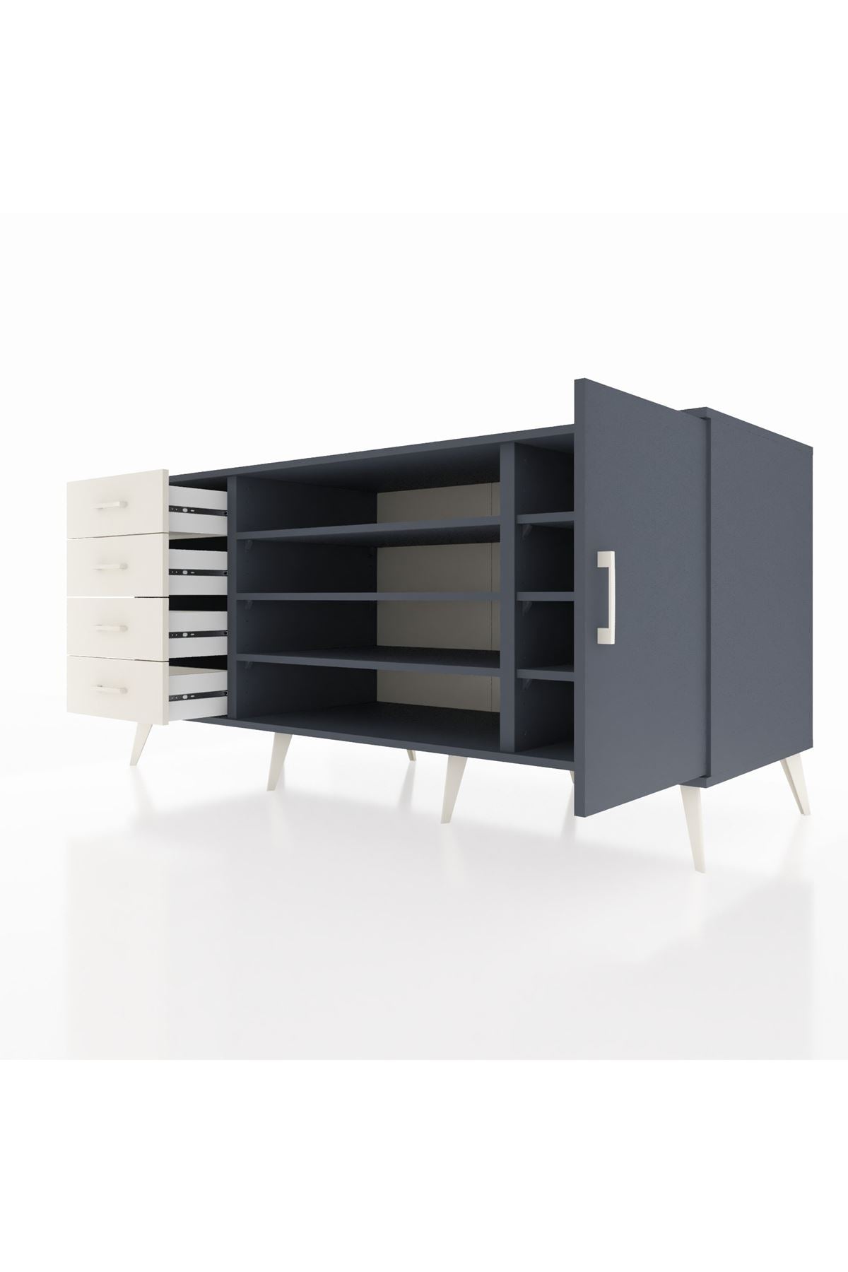 Kronos Konsol 6 Raflı 4 Çekmeceli Tek Kapaklı 176x59x83 - S610M048V16C