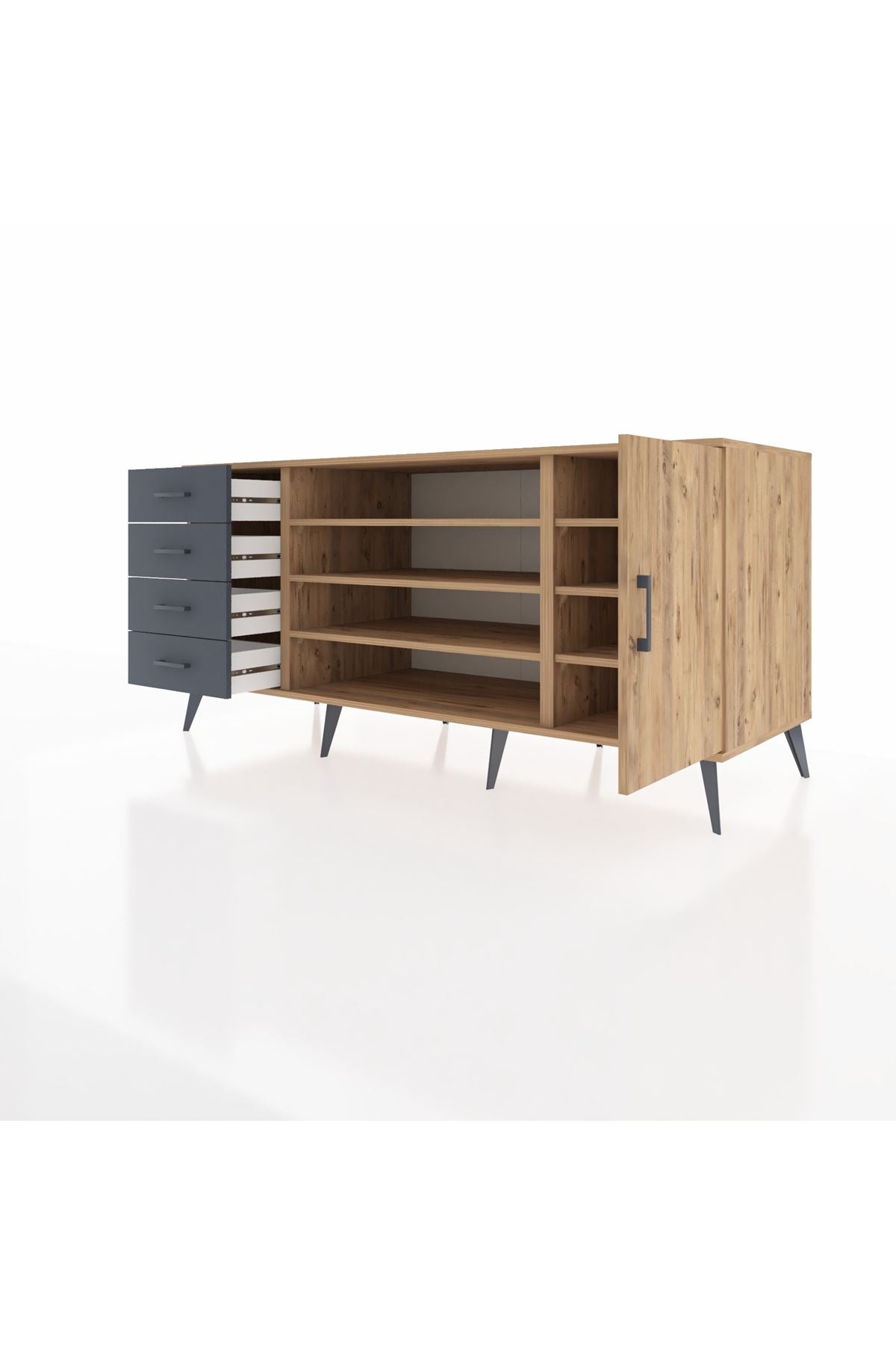 Kronos Konsol 6 Raflı 4 Çekmeceli Tek Kapaklı 176x59x83 - S610M048V20C