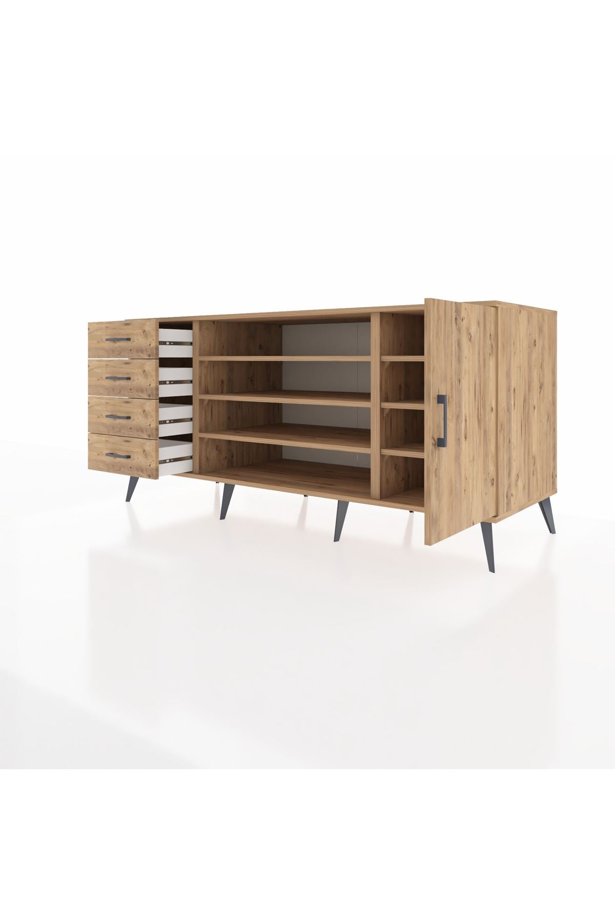 Kronos Konsol 6 Raflı 4 Çekmeceli Tek Kapaklı 176x59x83 - S610M048V21C