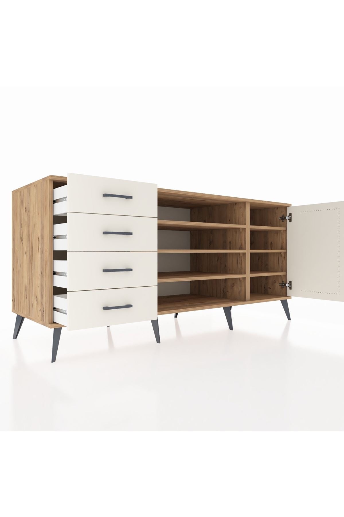 Kronos Konsol 6 Raflı 4 Çekmeceli Tek Kapaklı 176x59x83 - S610M048V22C