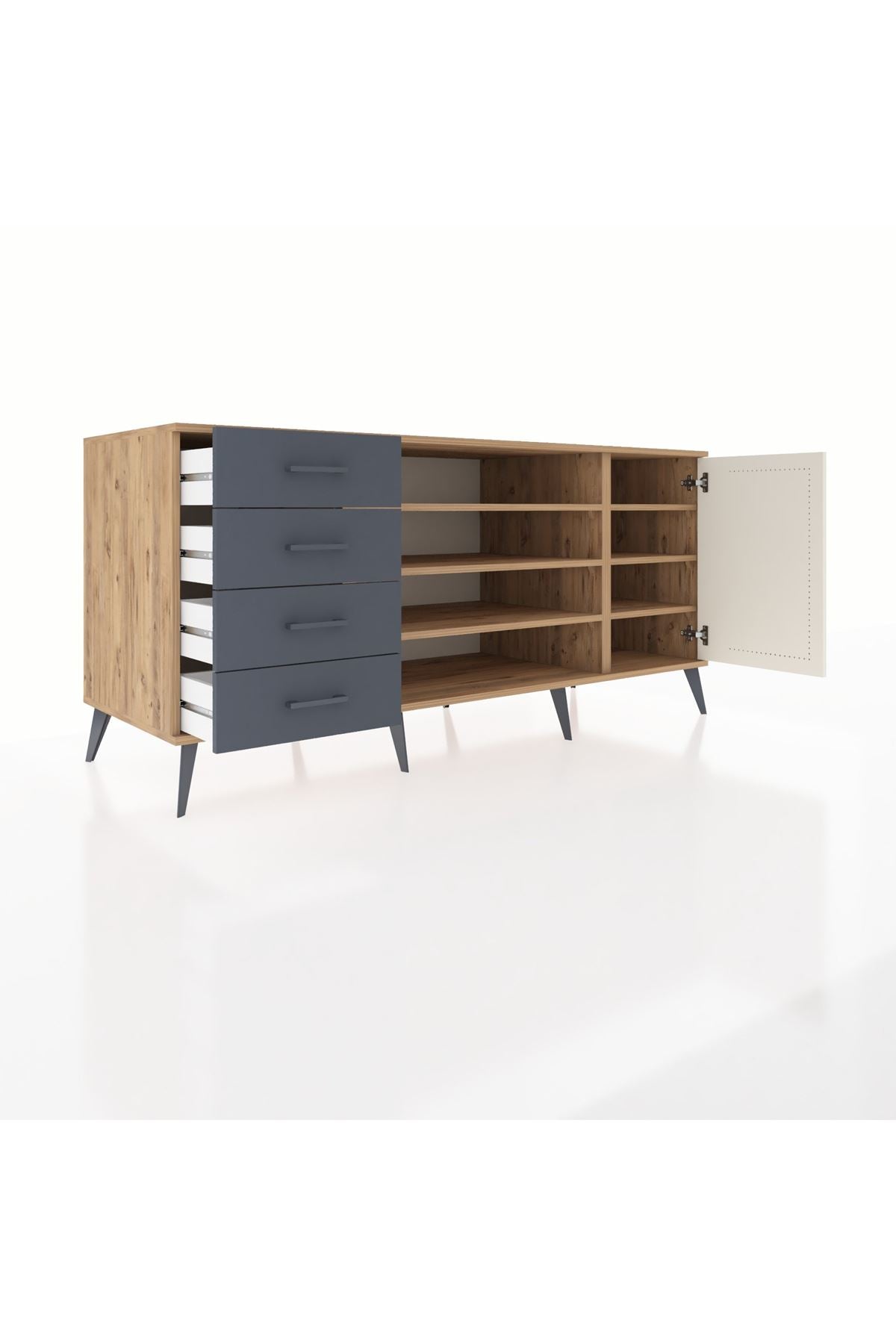 Kronos Konsol 6 Raflı 4 Çekmeceli Tek Kapaklı 176x59x83 - S610M048V23C
