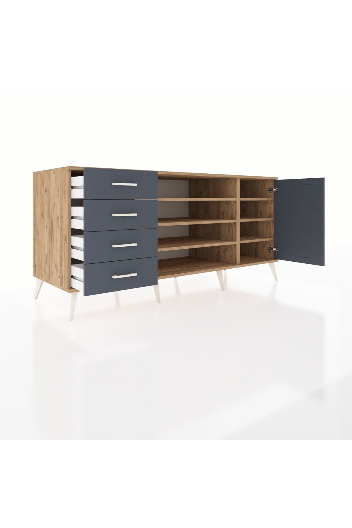 Kronos Konsol 6 Raflı 4 Çekmeceli Tek Kapaklı 176x59x83 - S610M048V26C