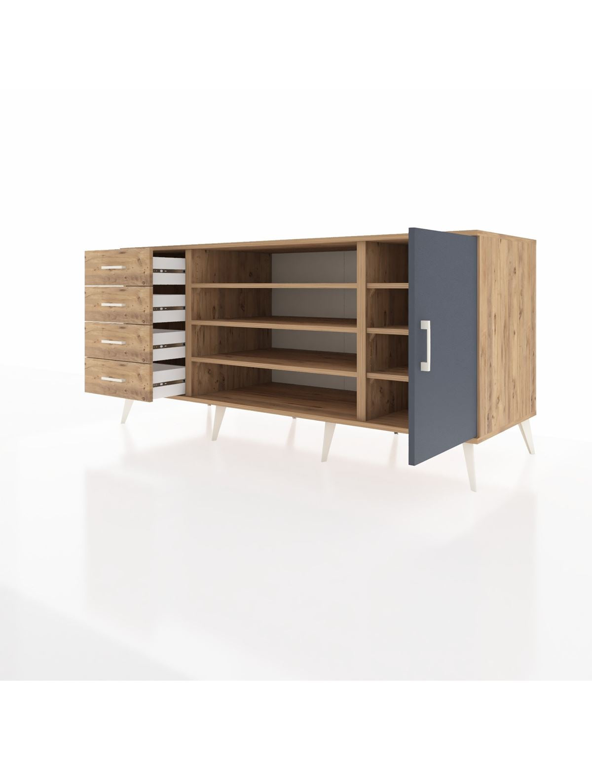 Kronos Konsol 6 Raflı 4 Çekmeceli Tek Kapaklı 176x59x83 - S610M048V27C