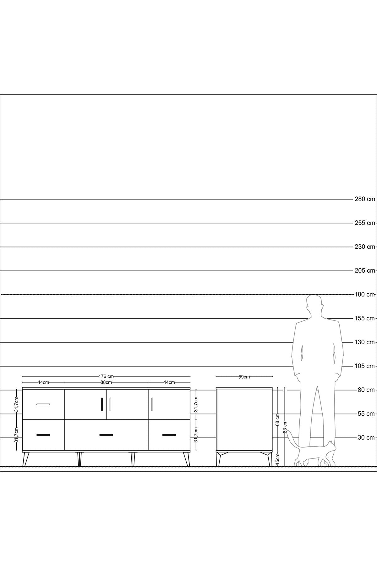 Kronos Konsol 4 Raflı 4 Çekmeceli 3 Kapaklı 176x59x83 - S610M050V01C