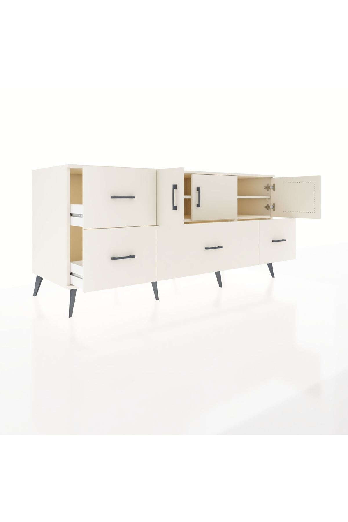 Kronos Konsol 4 Raflı 4 Çekmeceli 3 Kapaklı 176x59x83 - S610M050V04C