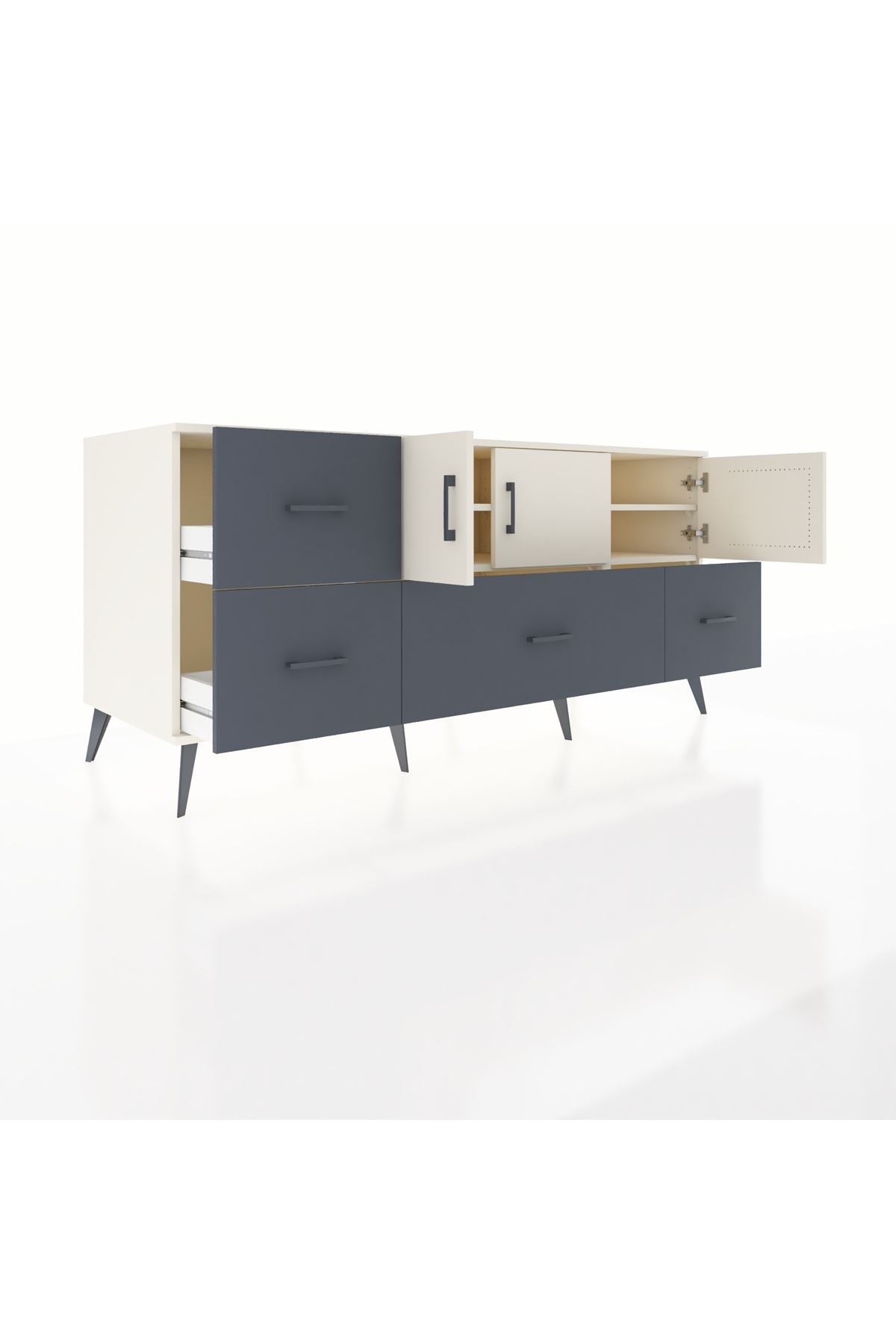 Kronos Konsol 4 Raflı 4 Çekmeceli 3 Kapaklı 176x59x83 - S610M050V05C