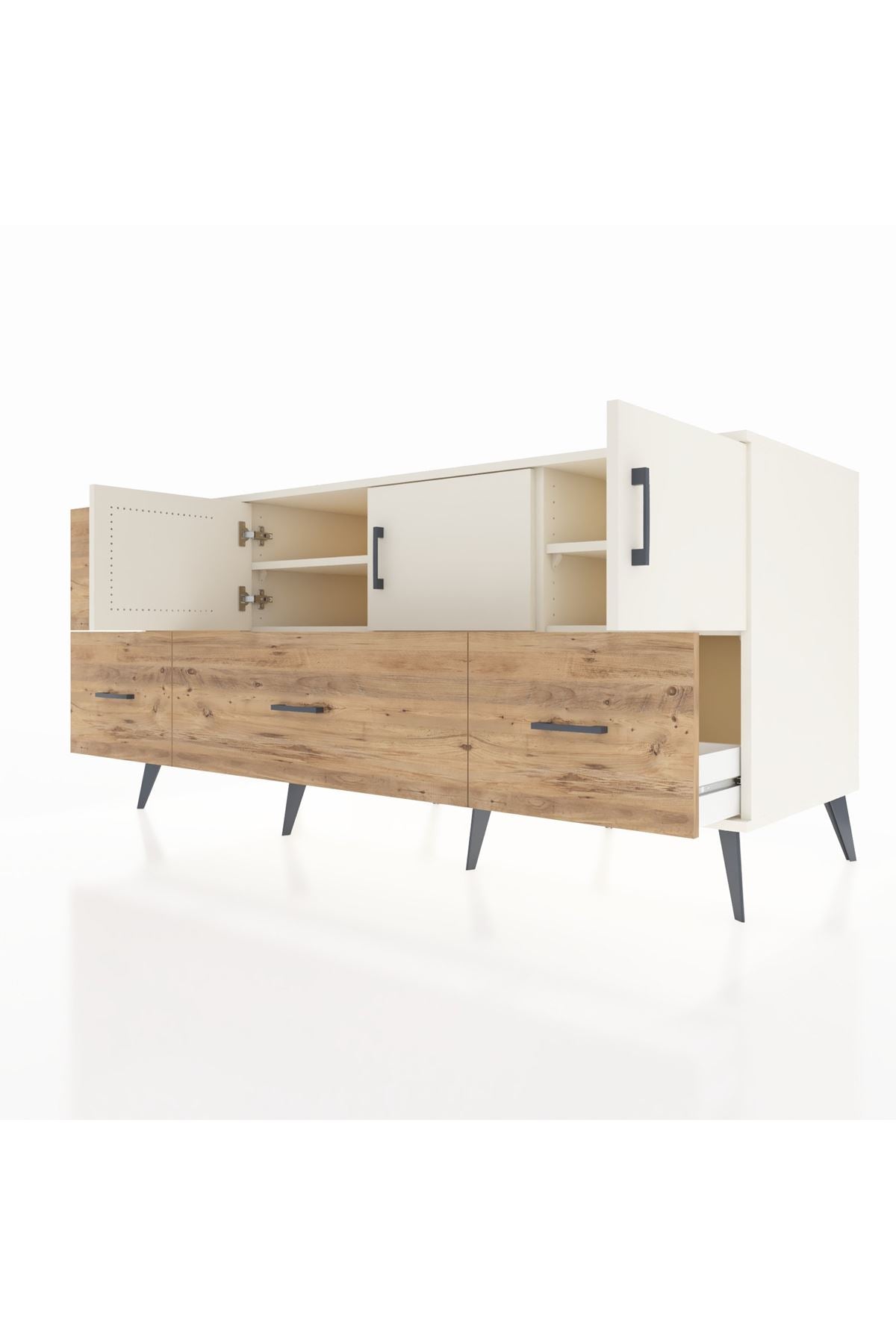 Kronos Konsol 4 Raflı 4 Çekmeceli 3 Kapaklı 176x59x83 - S610M050V06C