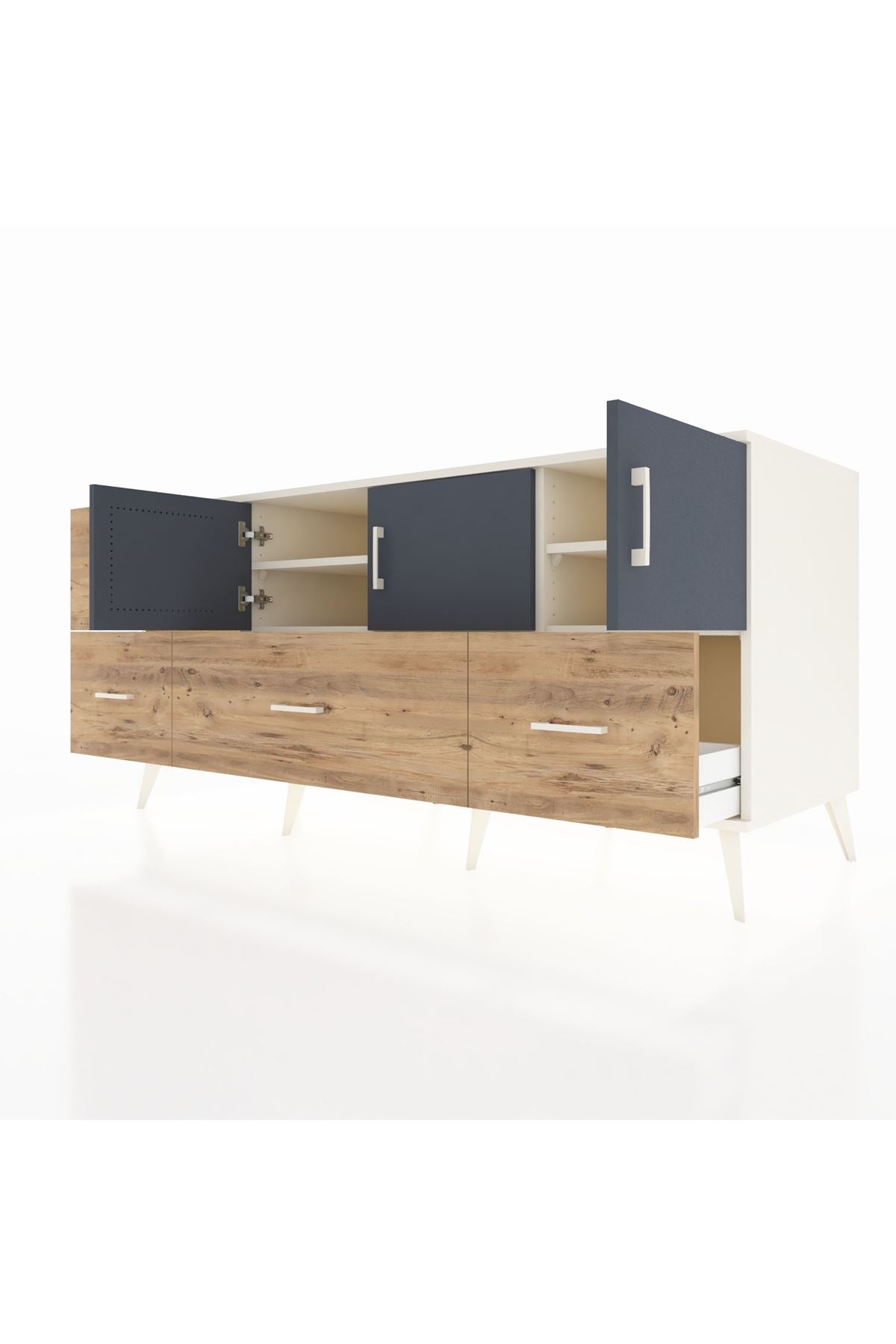 Kronos Konsol 4 Raflı 4 Çekmeceli 3 Kapaklı 176x59x83 - S610M050V09C
